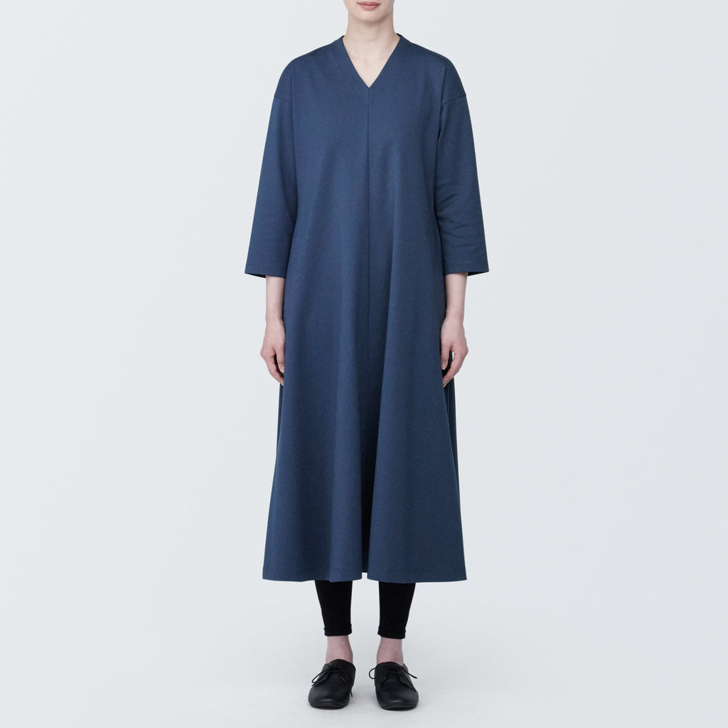 Women's Double Knitted V-Neck Dress