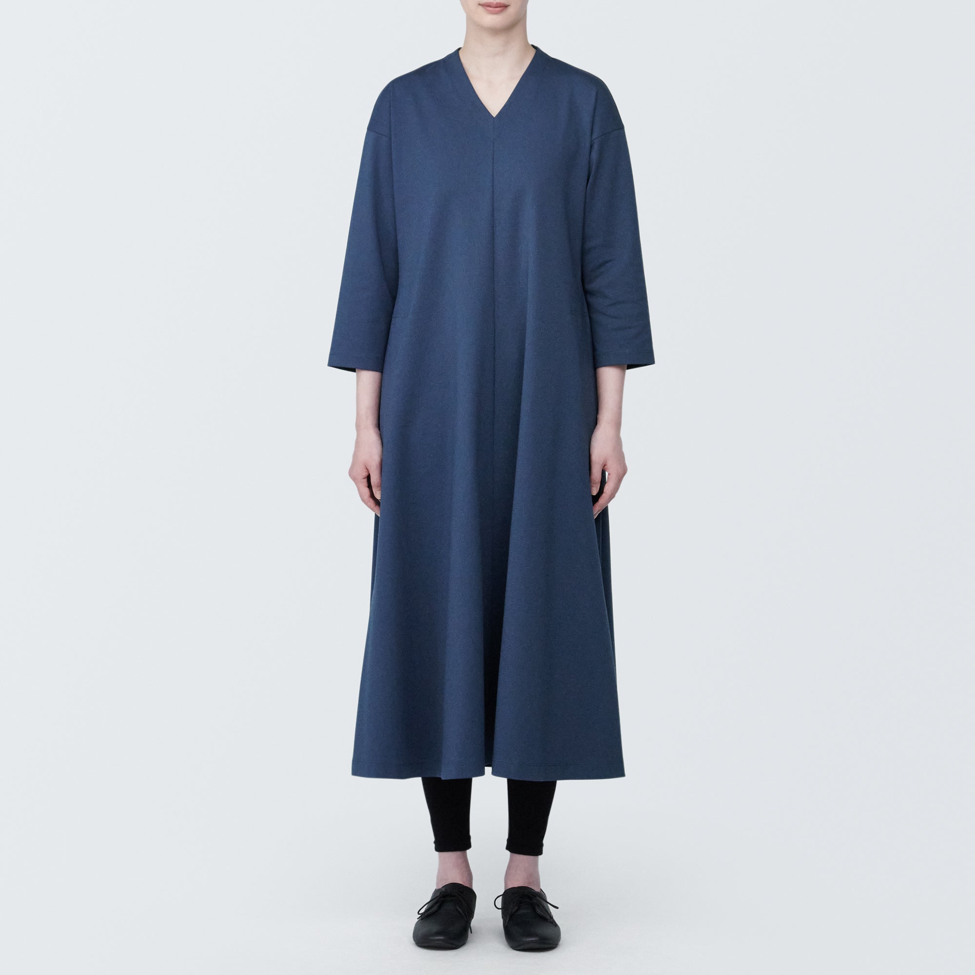 Women's Double Knitted V-Neck Dress