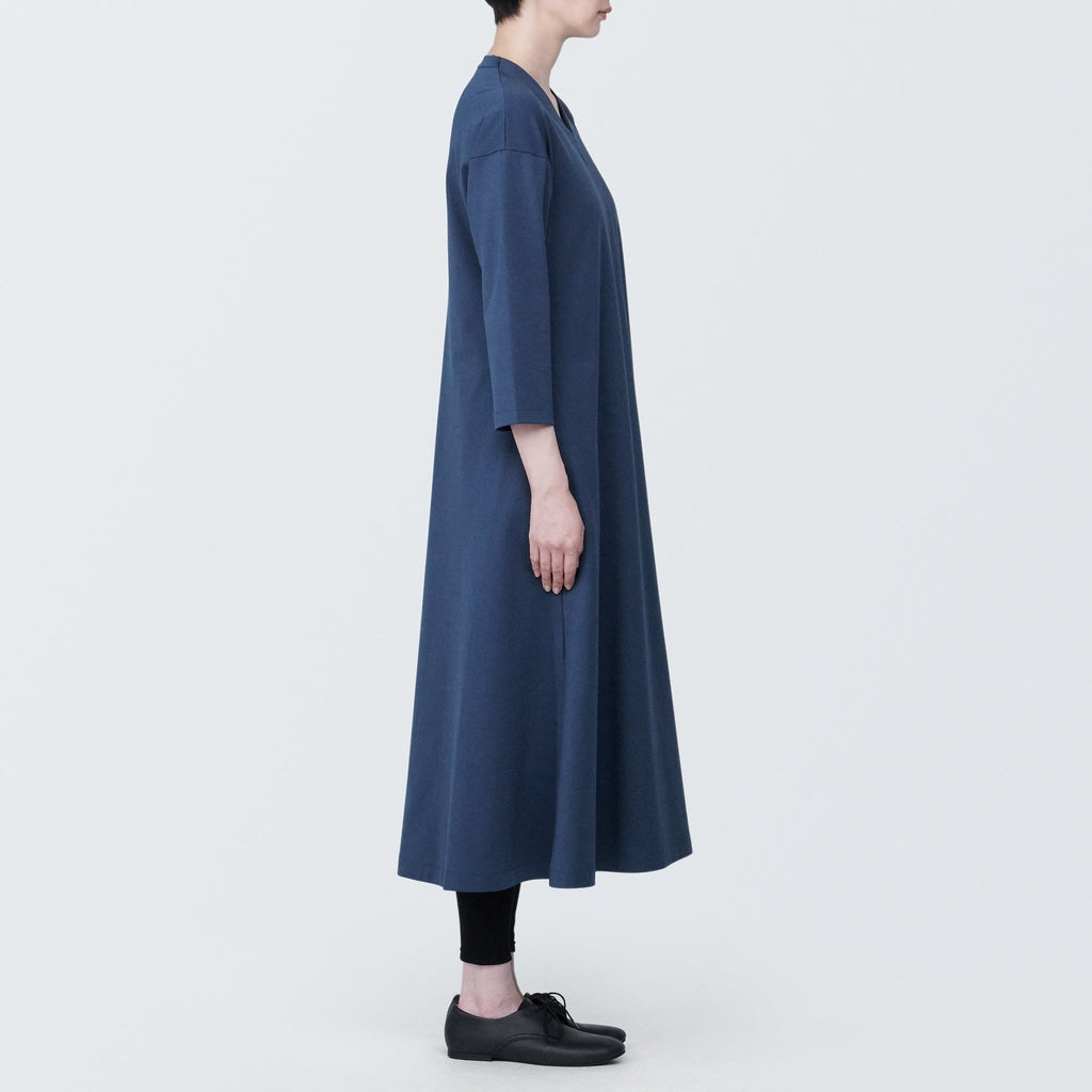 Women's Double Knitted V-Neck Dress