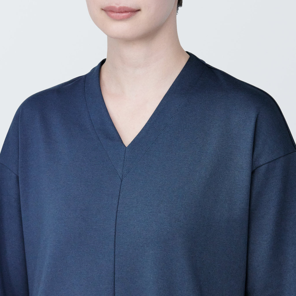 Women's Double Knitted V-Neck Dress