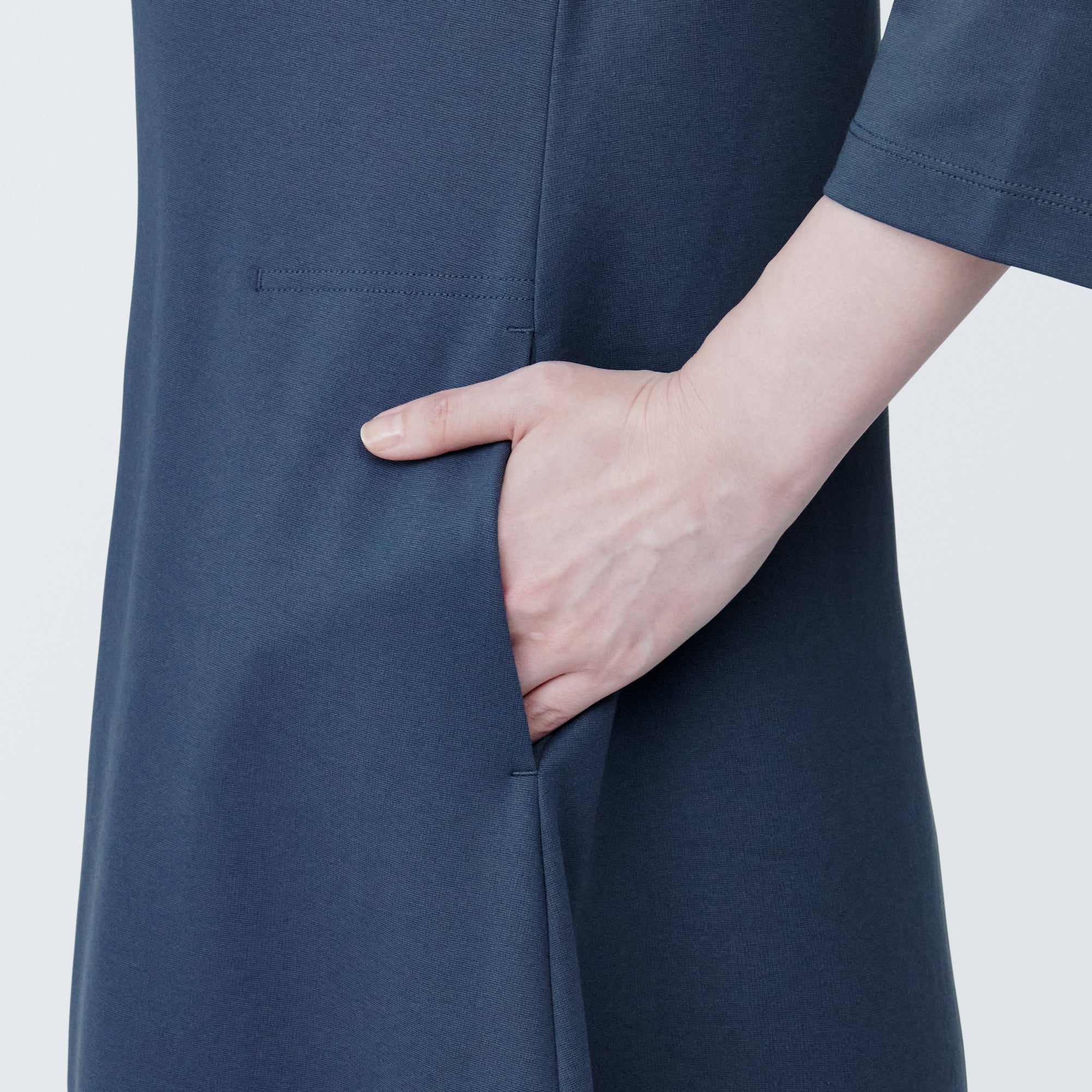 Women's Double Knitted V-Neck Dress