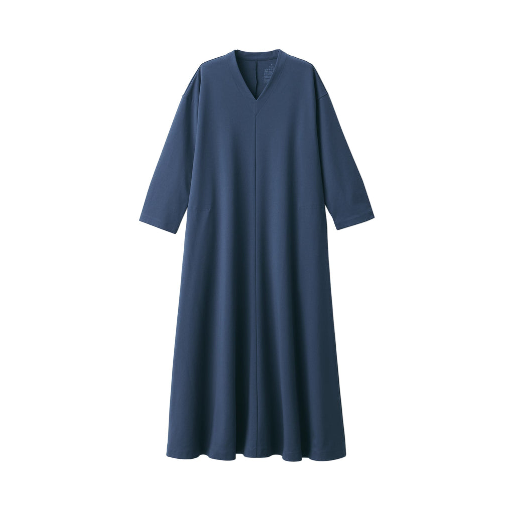 Women's Double Knitted V-Neck Dress
