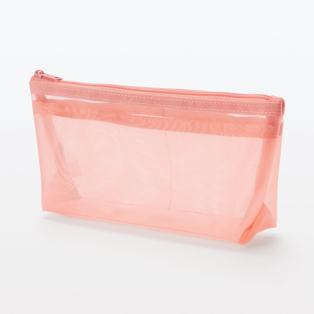 Nylon Mesh Pen Case with Gusset Tall - Pink