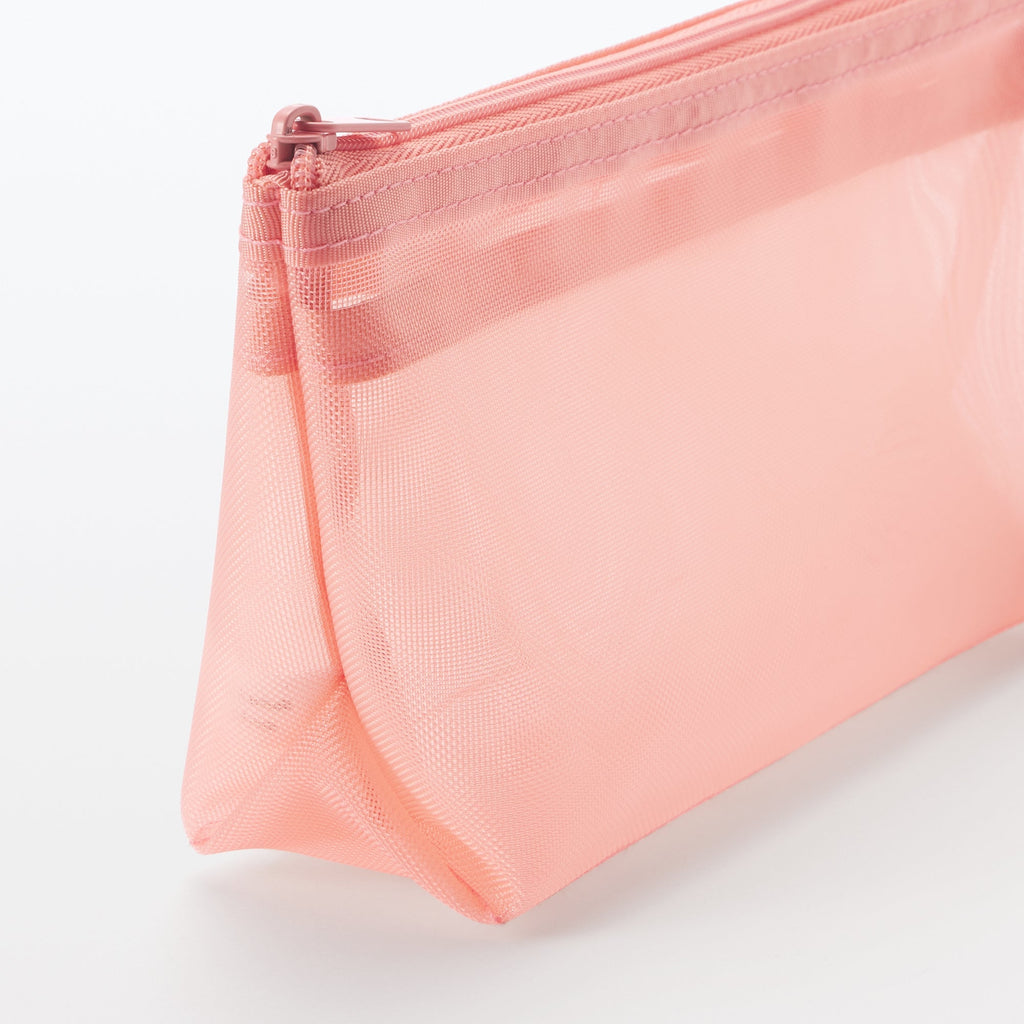 Nylon Mesh Pen Case with Gusset Tall - Pink