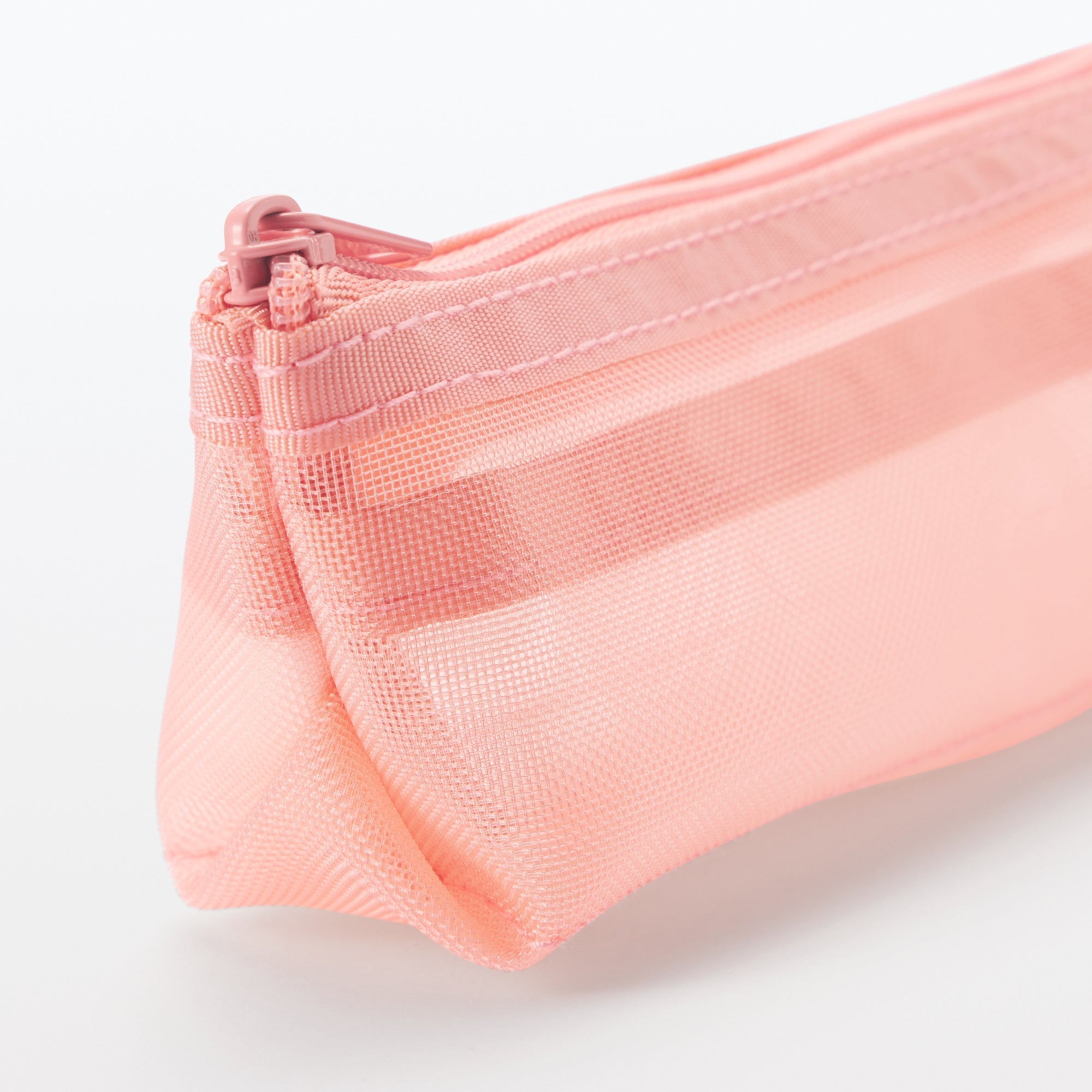 Nylon Mesh Pen Case with Gusset Thin - Pink