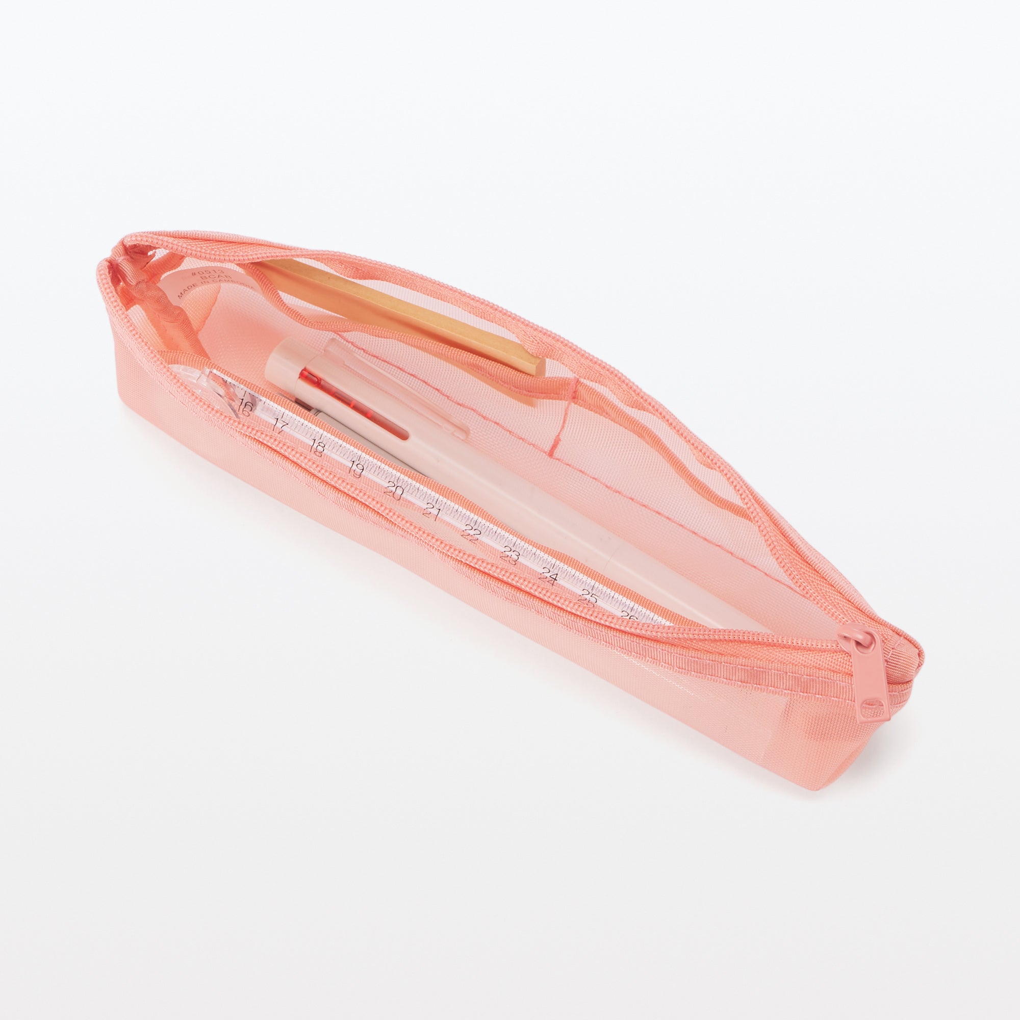 Nylon Mesh Pen Case with Gusset Thin - Pink