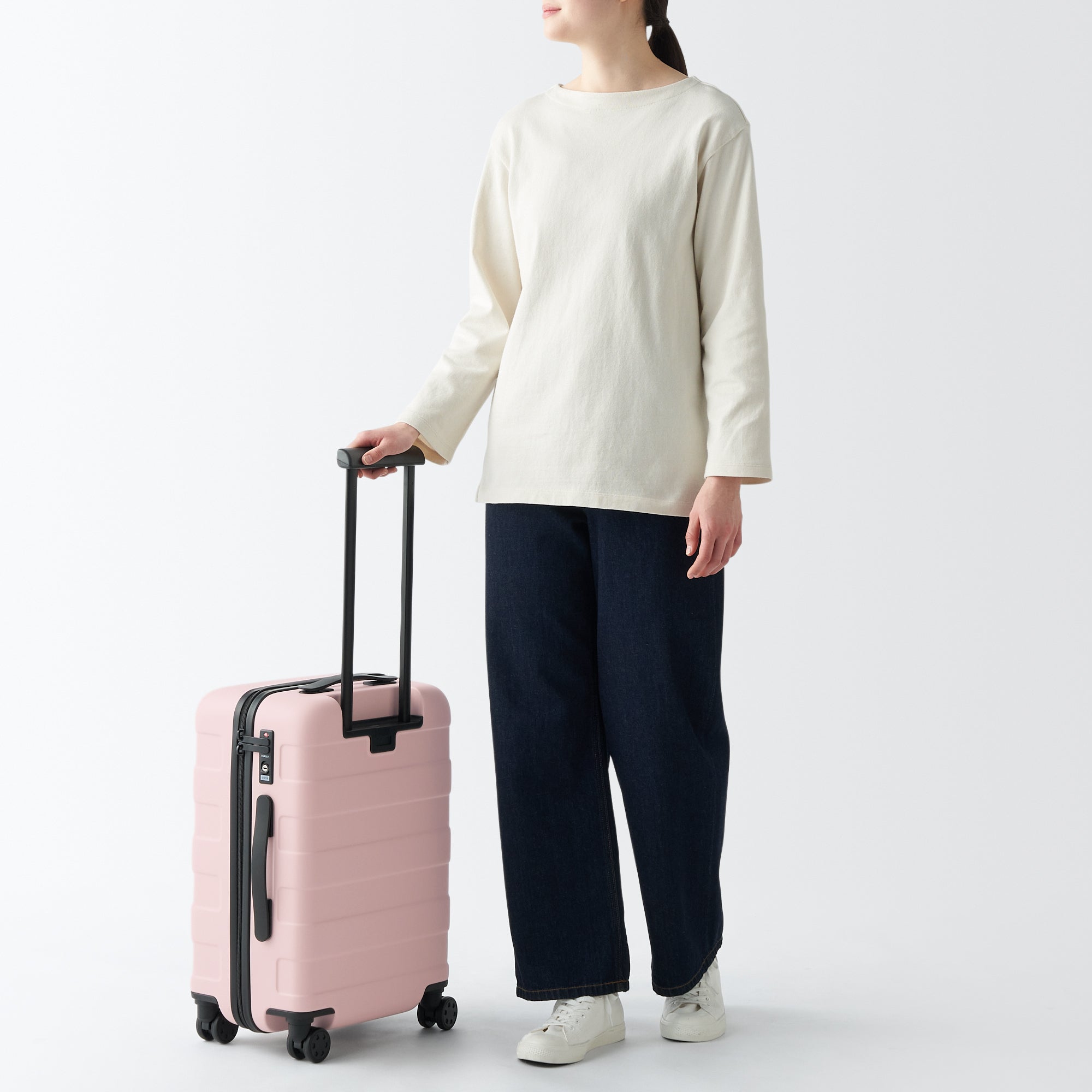 Adjustable Handle Hard Shell Suitcase 36L - Light Pink | Carry-On