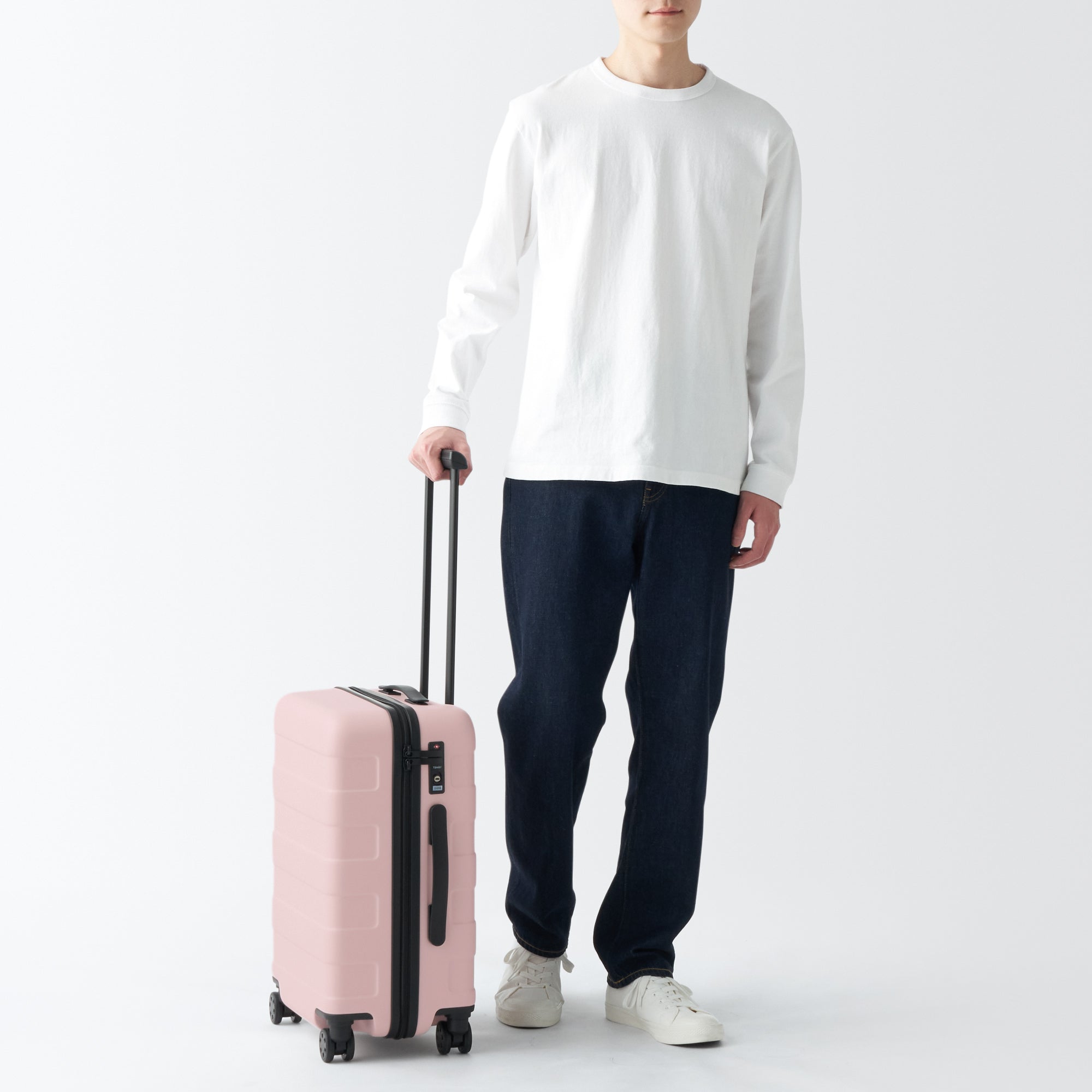 Adjustable Handle Hard Shell Suitcase 36L - Light Pink | Carry-On