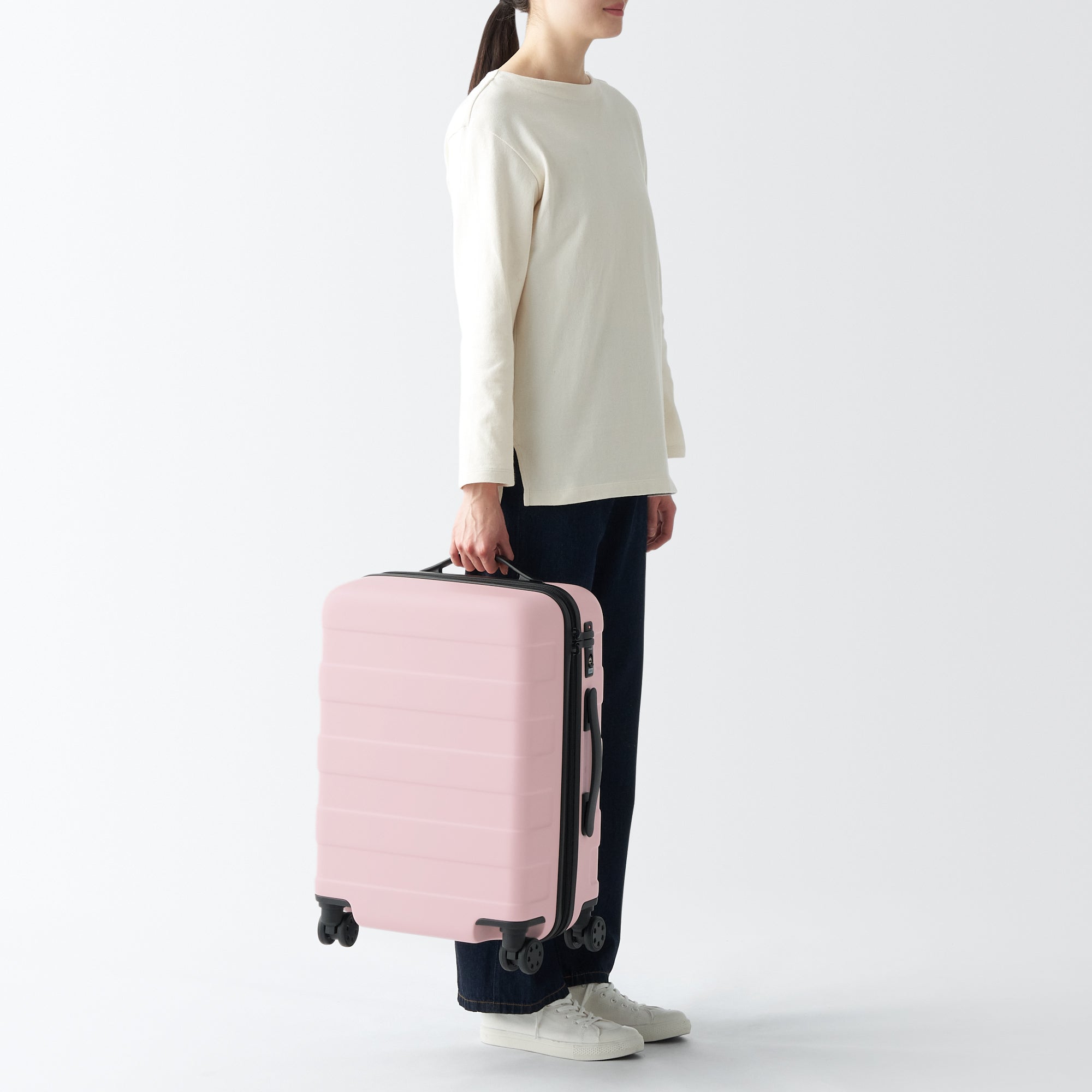 Adjustable Handle Hard Shell Suitcase 36L - Light Pink | Carry-On
