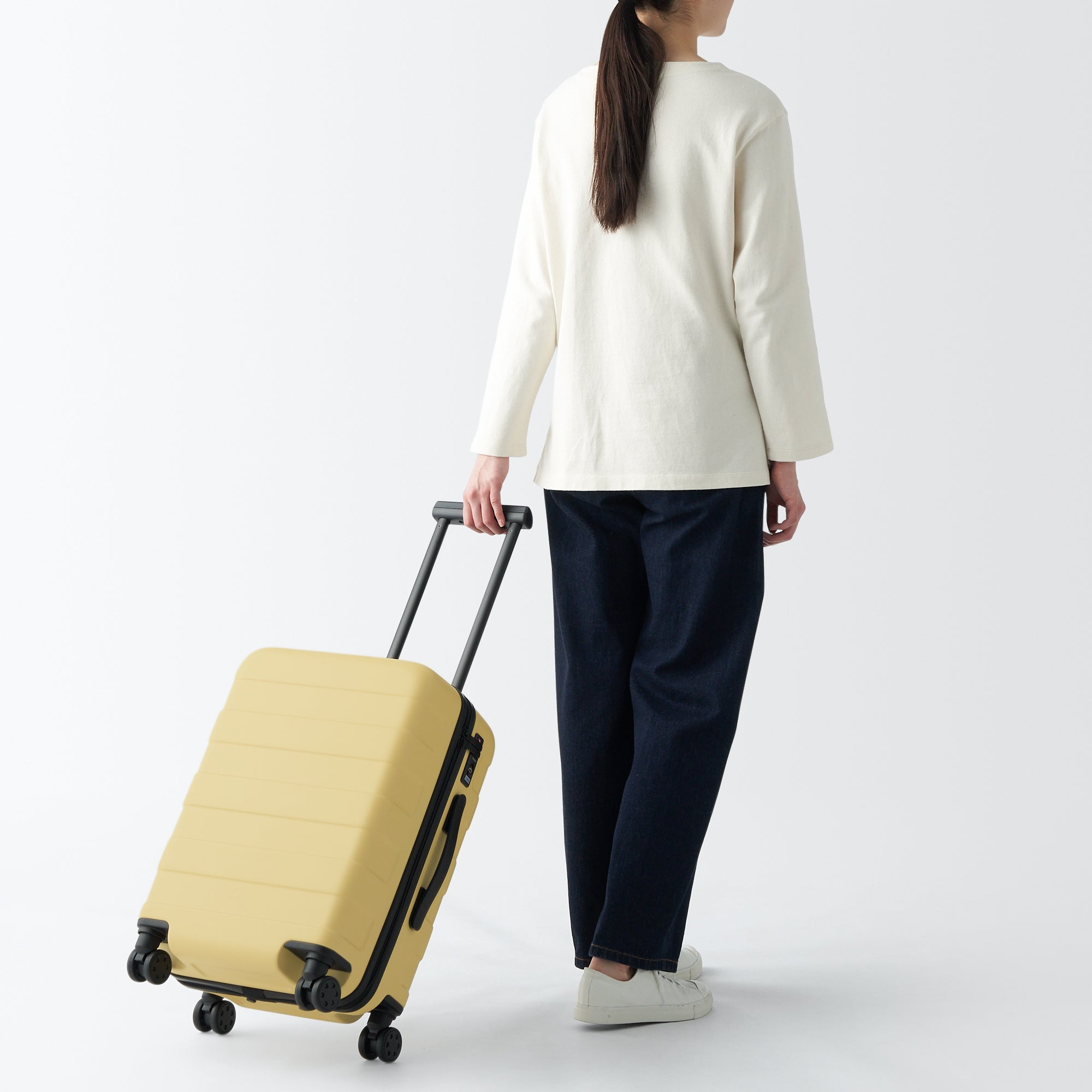 Adjustable Handle Hard Shell Suitcase 36L - Light Yellow | Carry-On