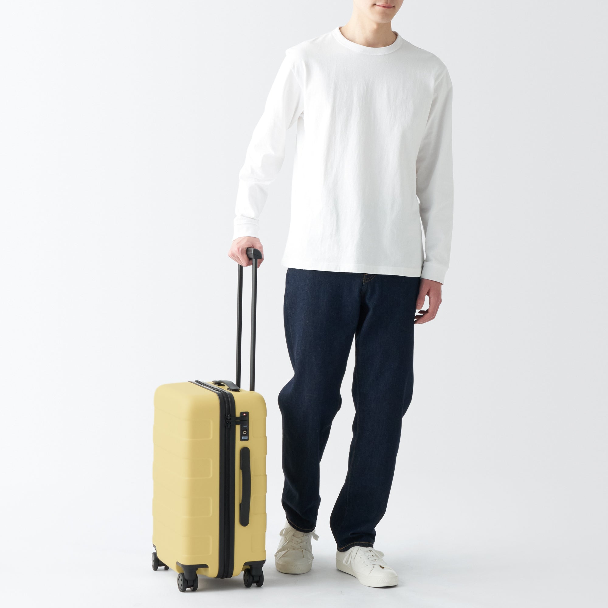Adjustable Handle Hard Shell Suitcase 36L - Light Yellow | Carry-On