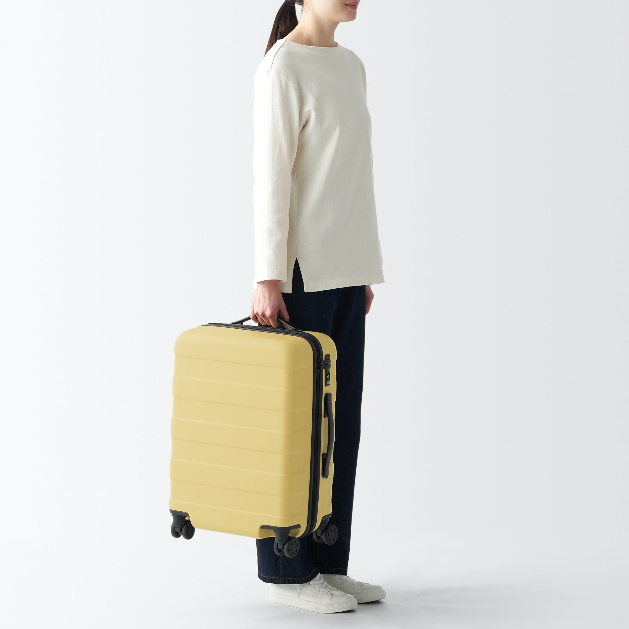 Adjustable Handle Hard Shell Suitcase 36L - Light Yellow | Carry-On