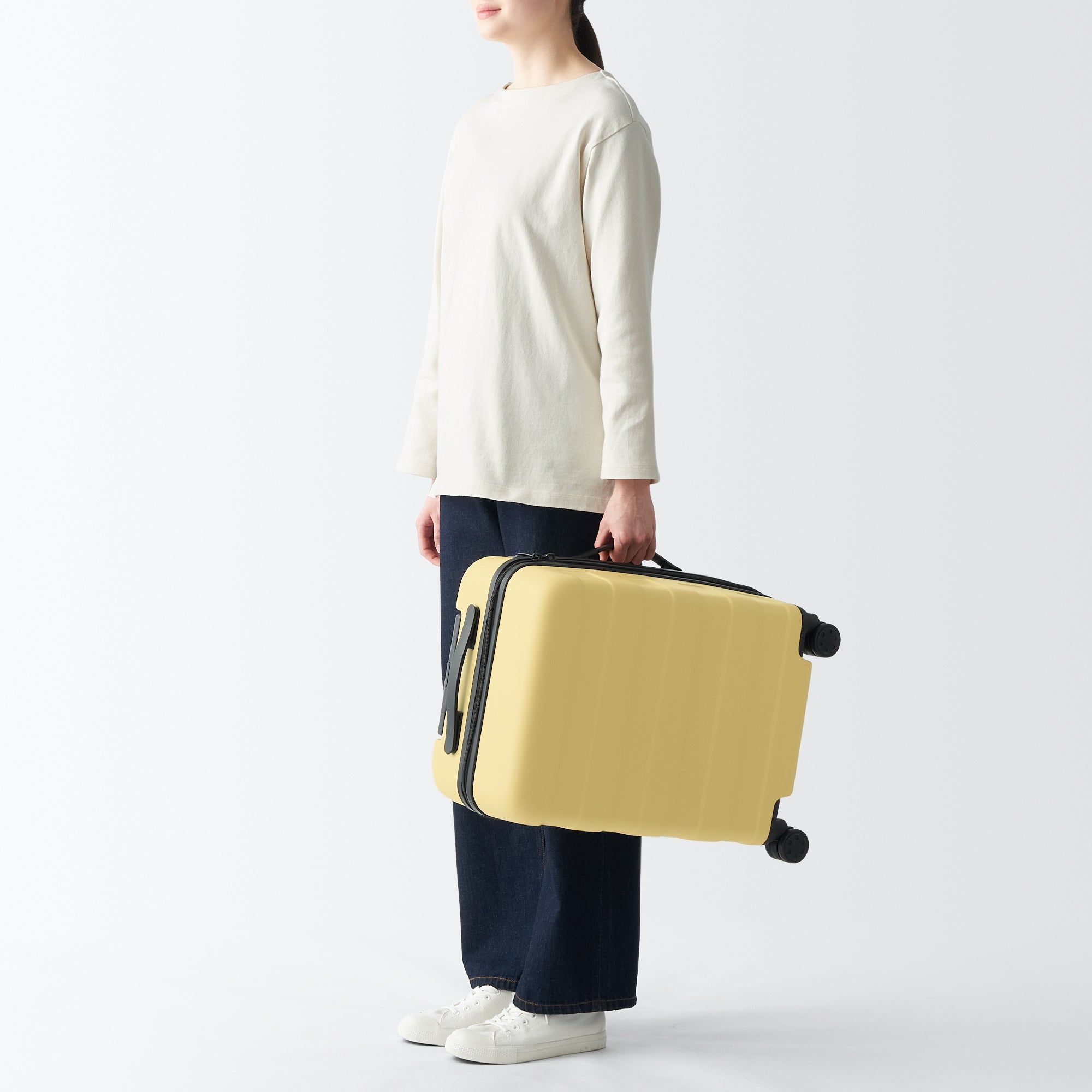 Adjustable Handle Hard Shell Suitcase 36L - Light Yellow | Carry-On