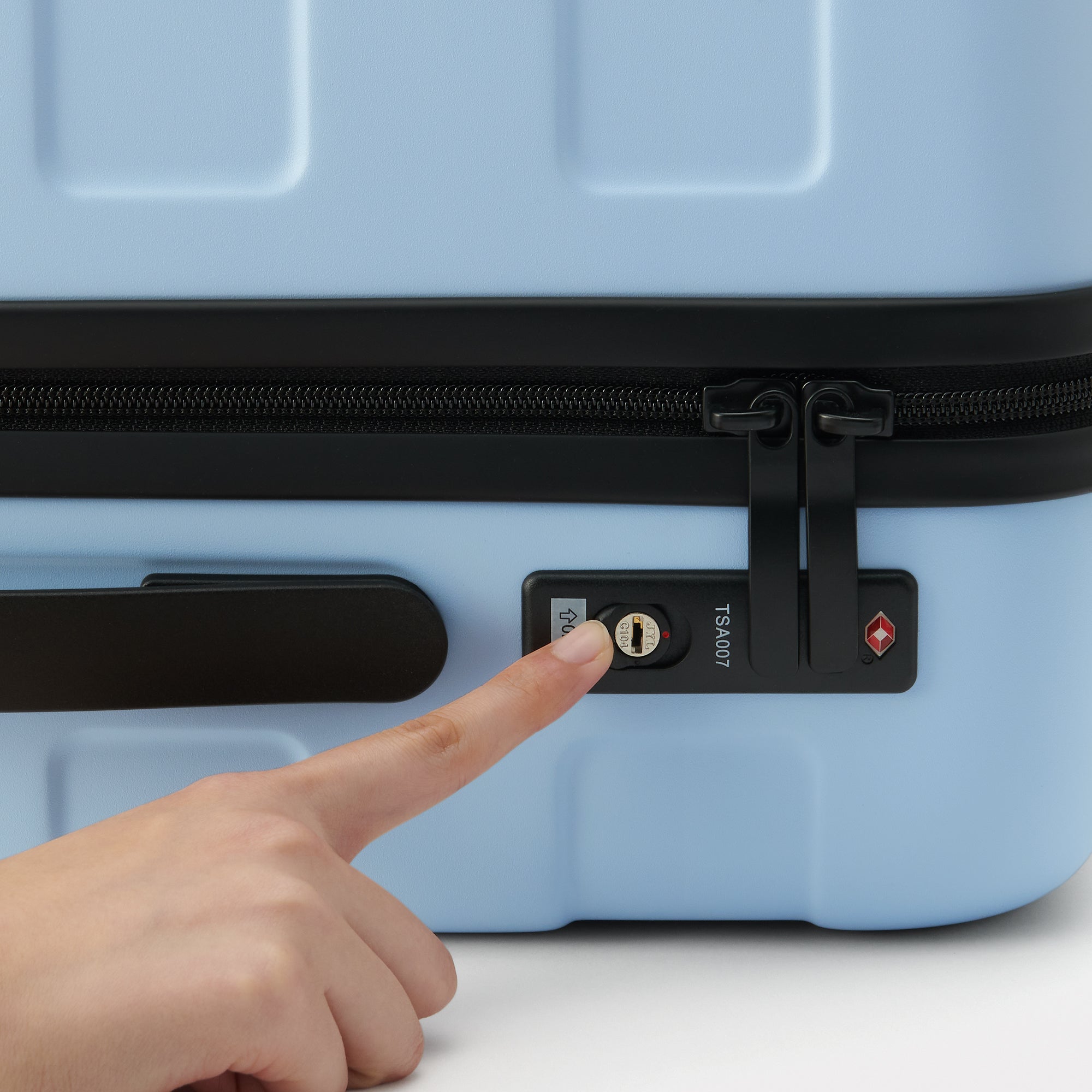 Adjustable Handle Hard Shell Suitcase 36L - Light Blue | Carry-On