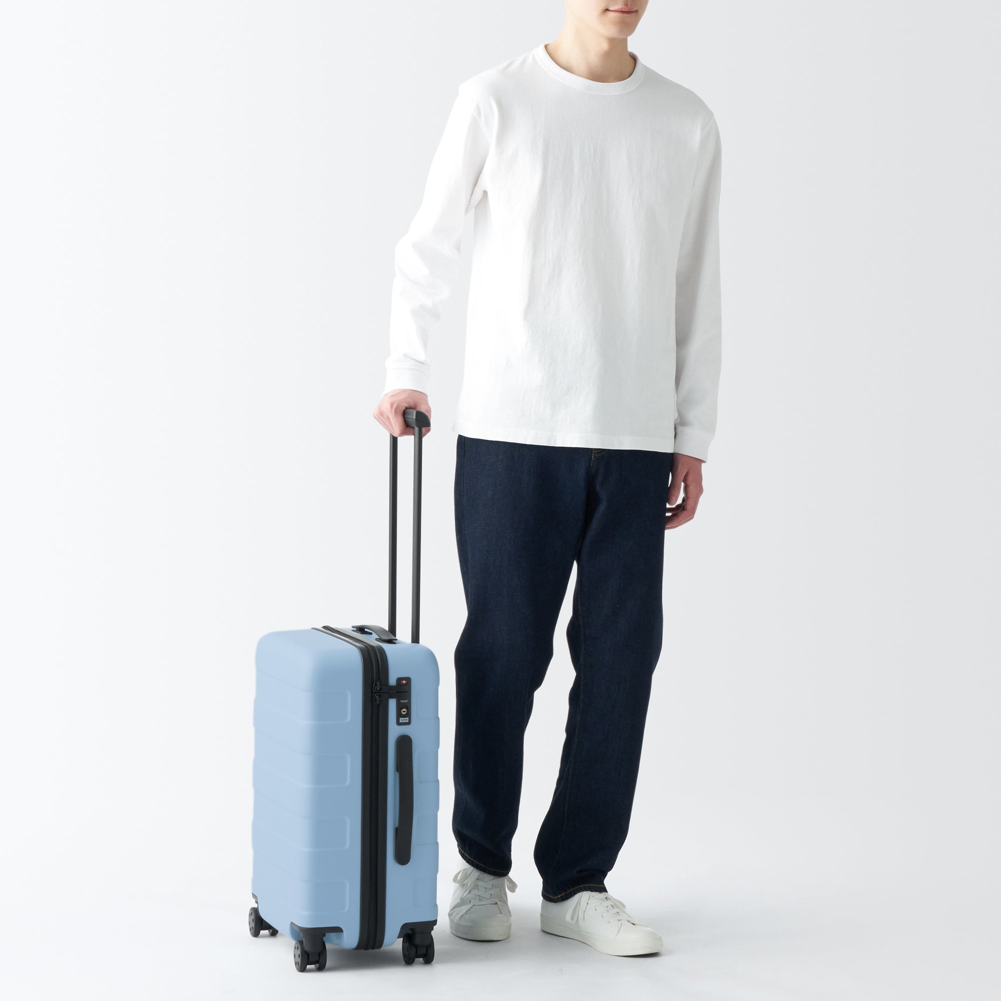 Adjustable Handle Hard Shell Suitcase 36L - Light Blue | Carry-On