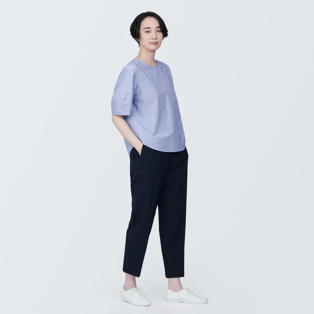Women's Cool Touch Broadcloth Short Sleeve Striped Blouse