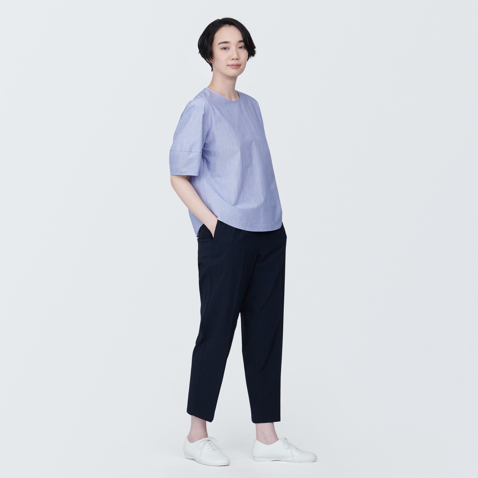 Women's Cool Touch Broadcloth Short Sleeve Striped Blouse