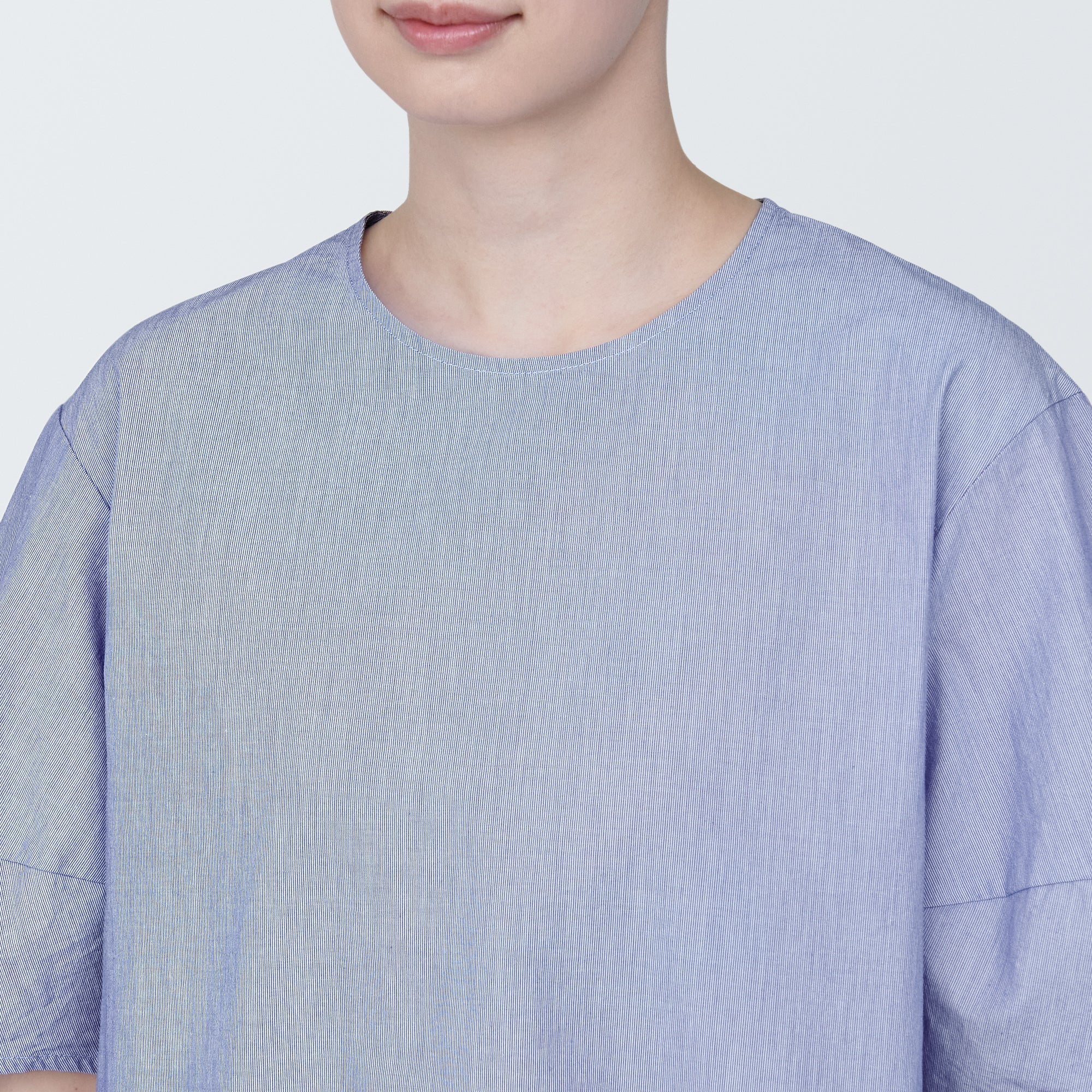 Women's Cool Touch Broadcloth Short Sleeve Striped Blouse