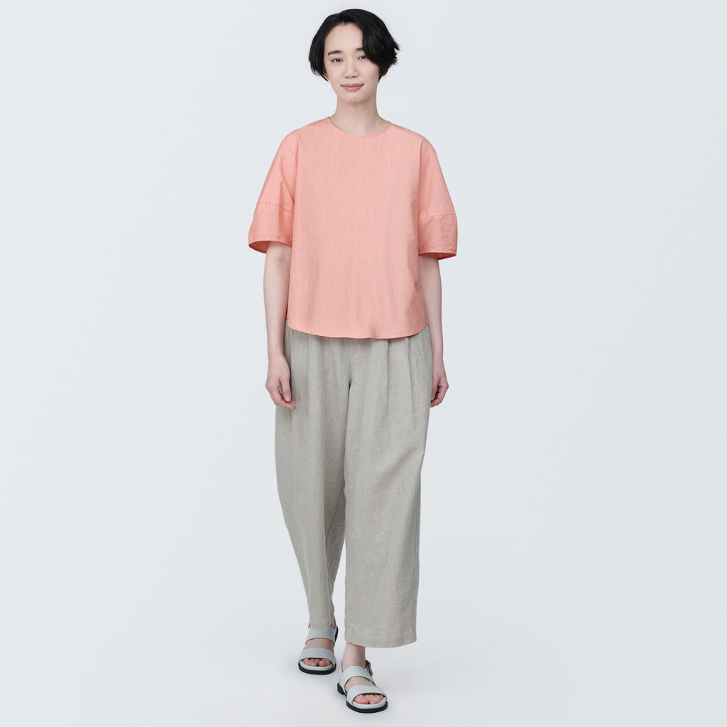 Women's Cool Touch Broadcloth Short Sleeve Striped Blouse