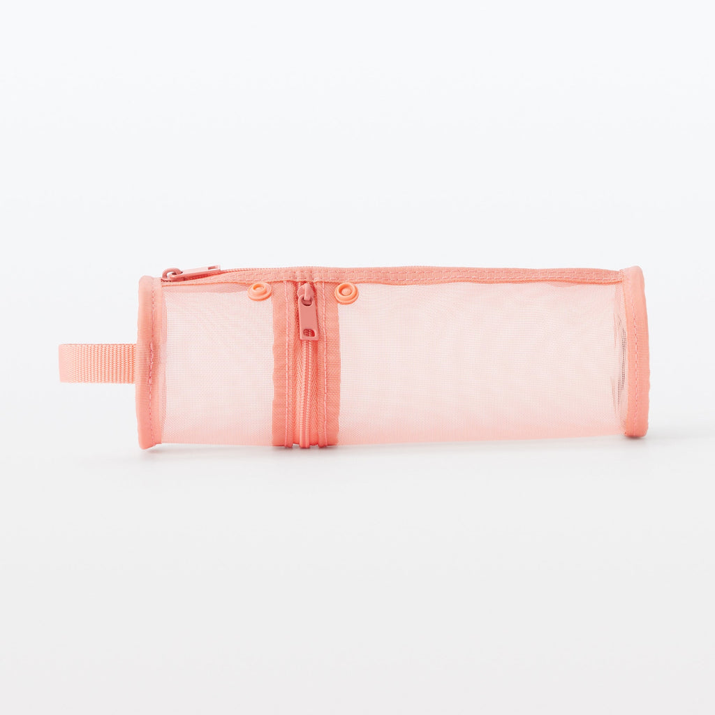 Nylon Mesh Vertical/Horizontal Pen Case Thin - Pink