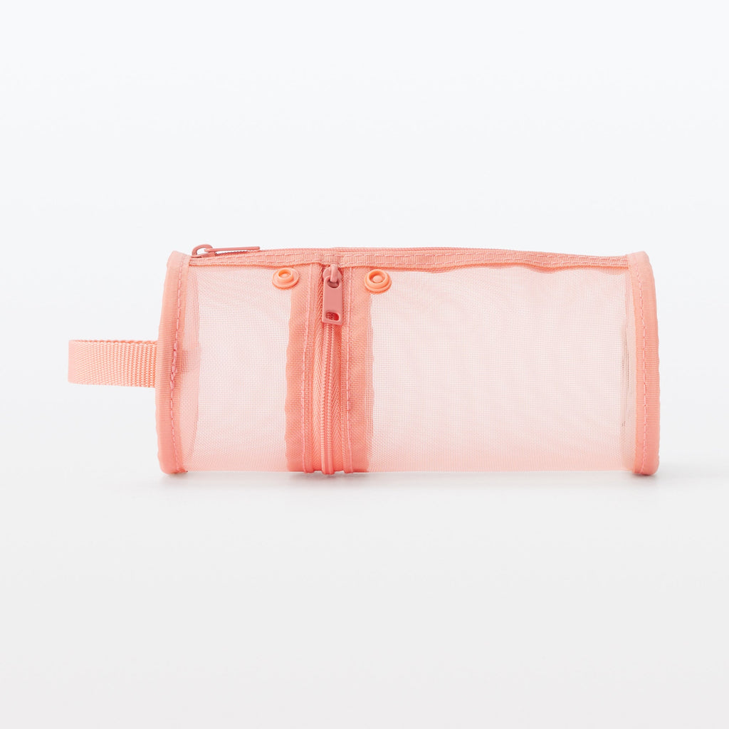 Nylon Mesh Vertical/Horizontal Pen Case Wide - Pink