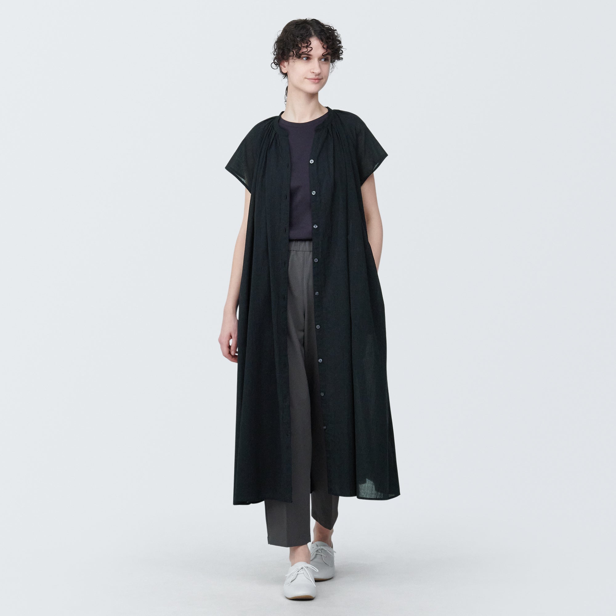 Women's High-Twist Veil French Sleeve Dress