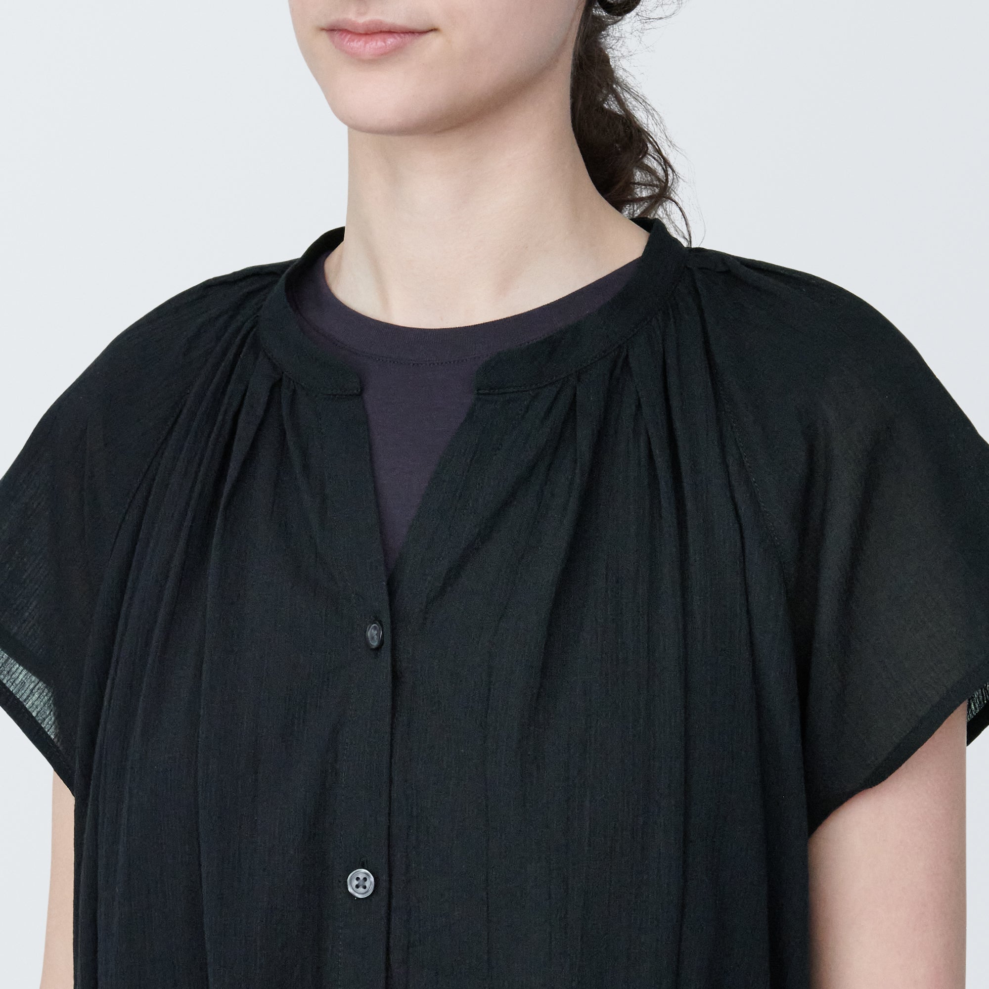 Women's High-Twist Veil French Sleeve Dress