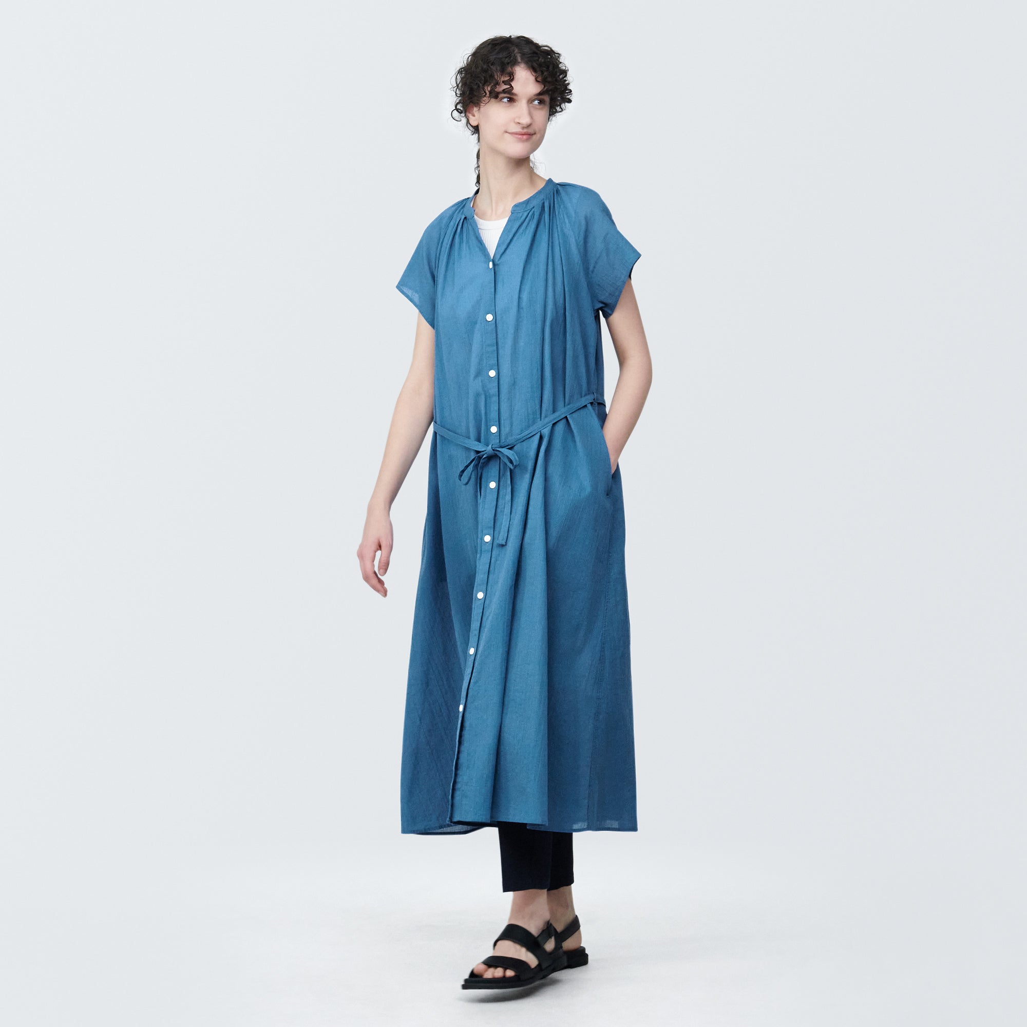 Women's High-Twist Veil French Sleeve Dress