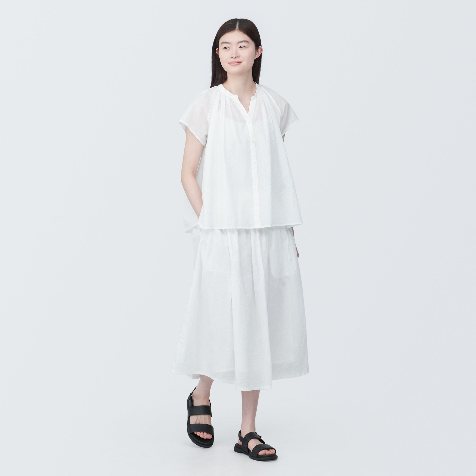 Women's High-Twist Veil French Sleeve Blouse