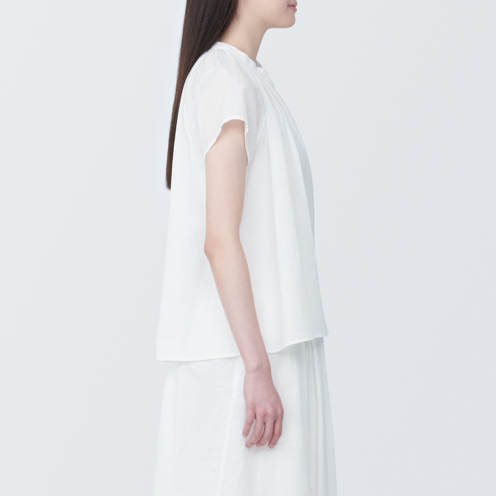 Women's High-Twist Veil French Sleeve Blouse