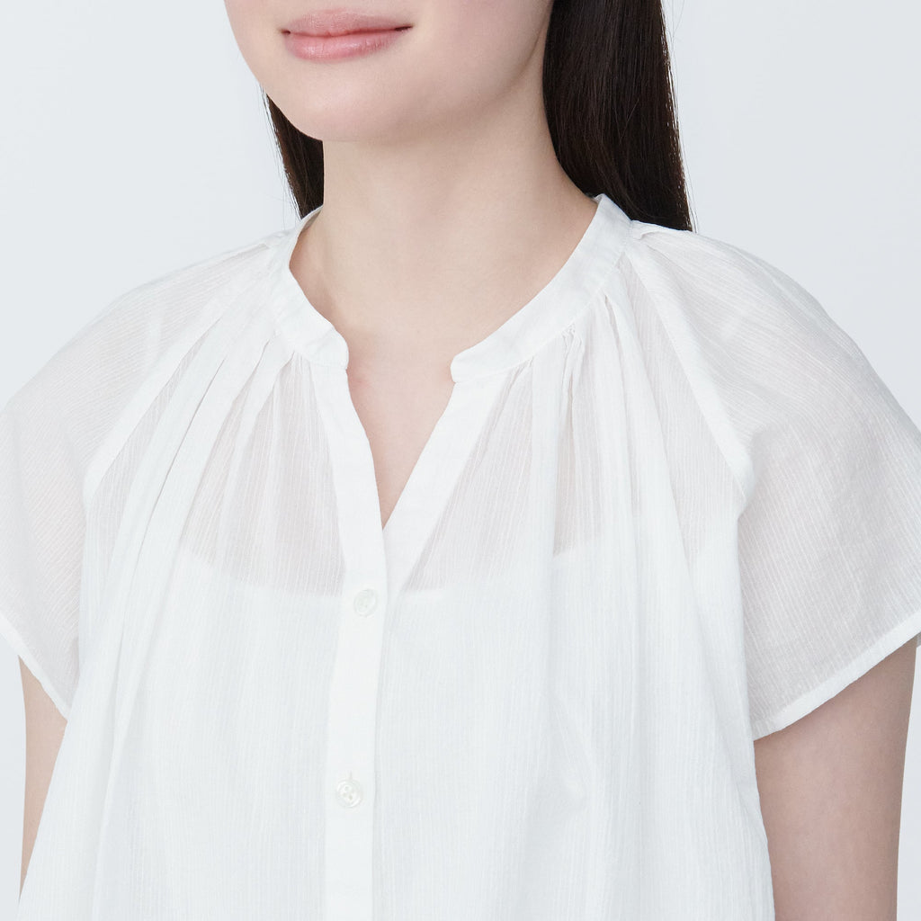 Women's High-Twist Veil French Sleeve Blouse