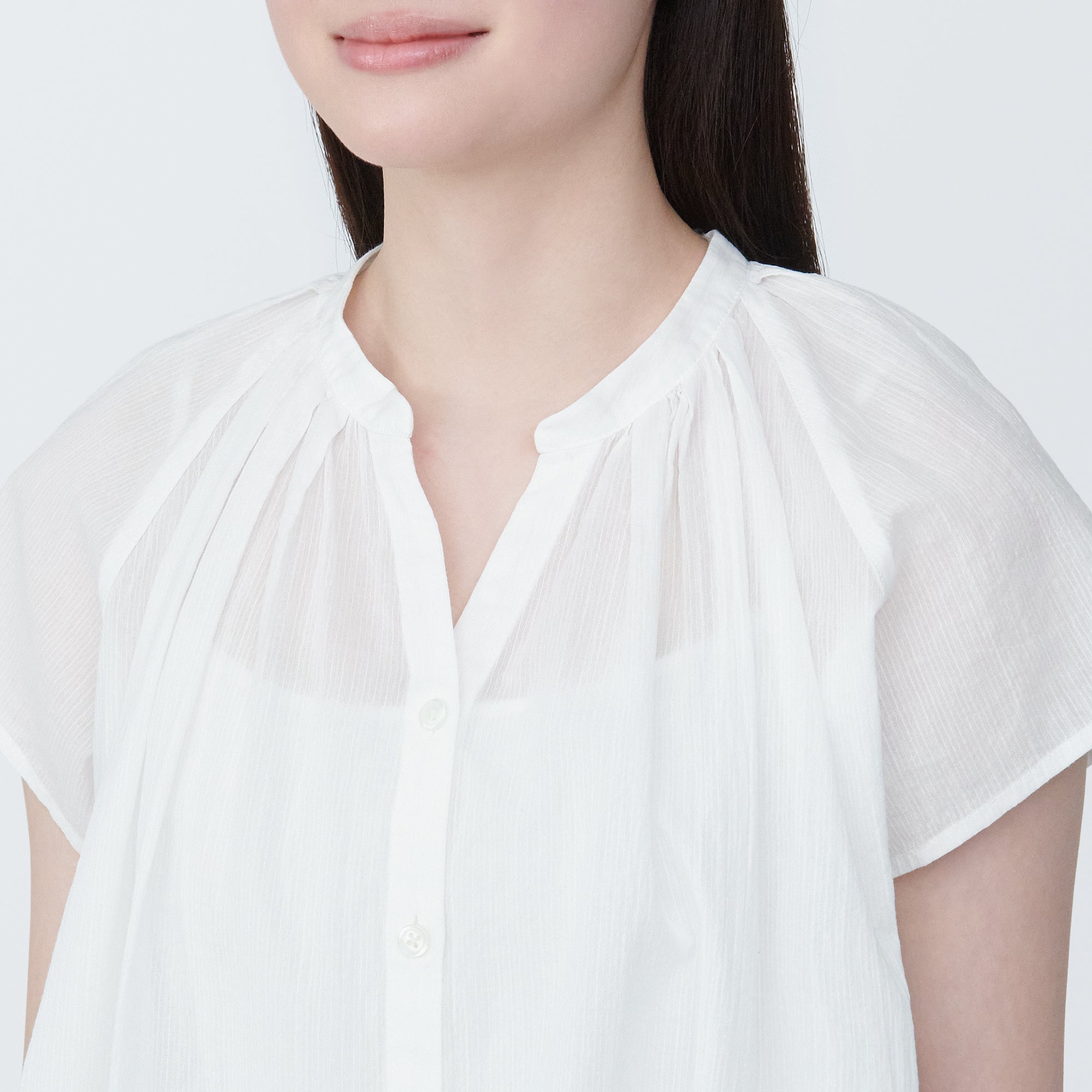 Women's High-Twist Veil French Sleeve Blouse