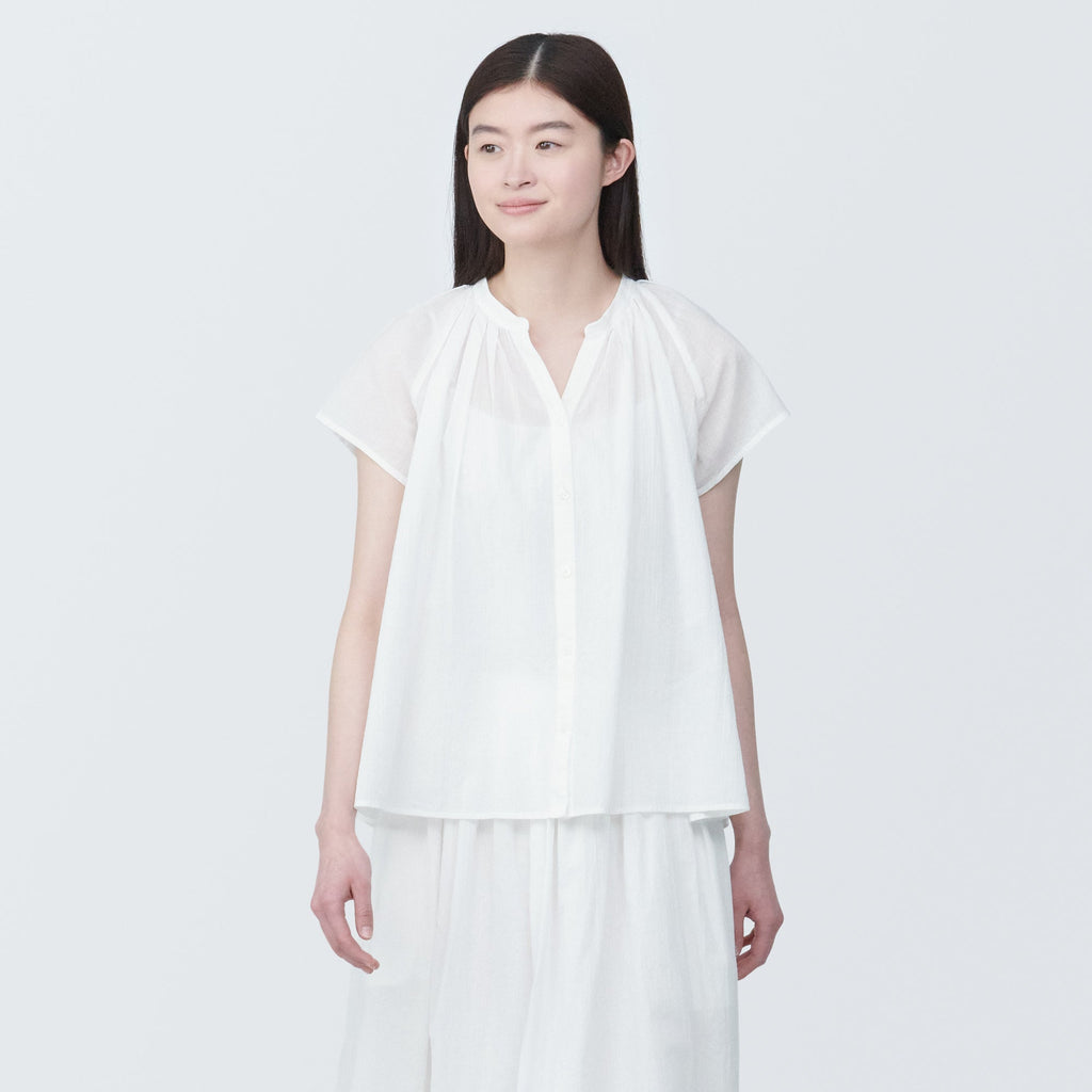 Women's High-Twist Veil French Sleeve Blouse