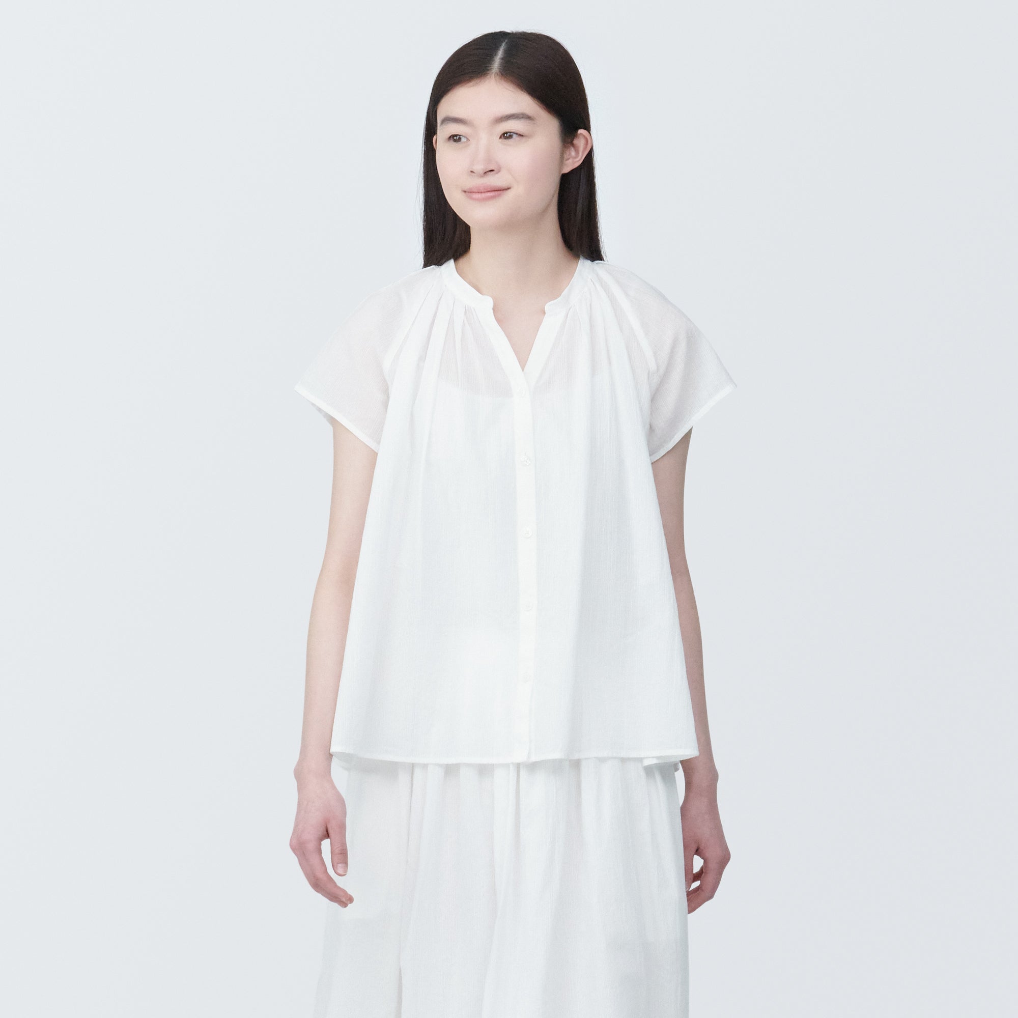 Women's High-Twist Veil French Sleeve Blouse