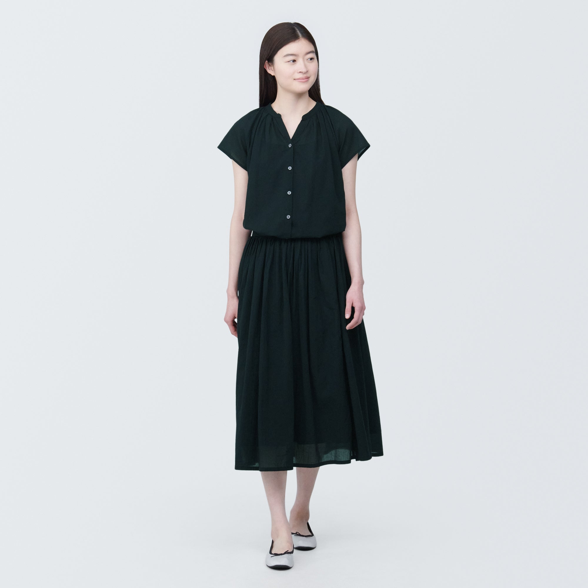 Women's High-Twist Veil French Sleeve Blouse