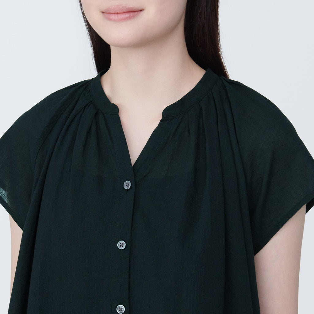 Women's High-Twist Veil French Sleeve Blouse