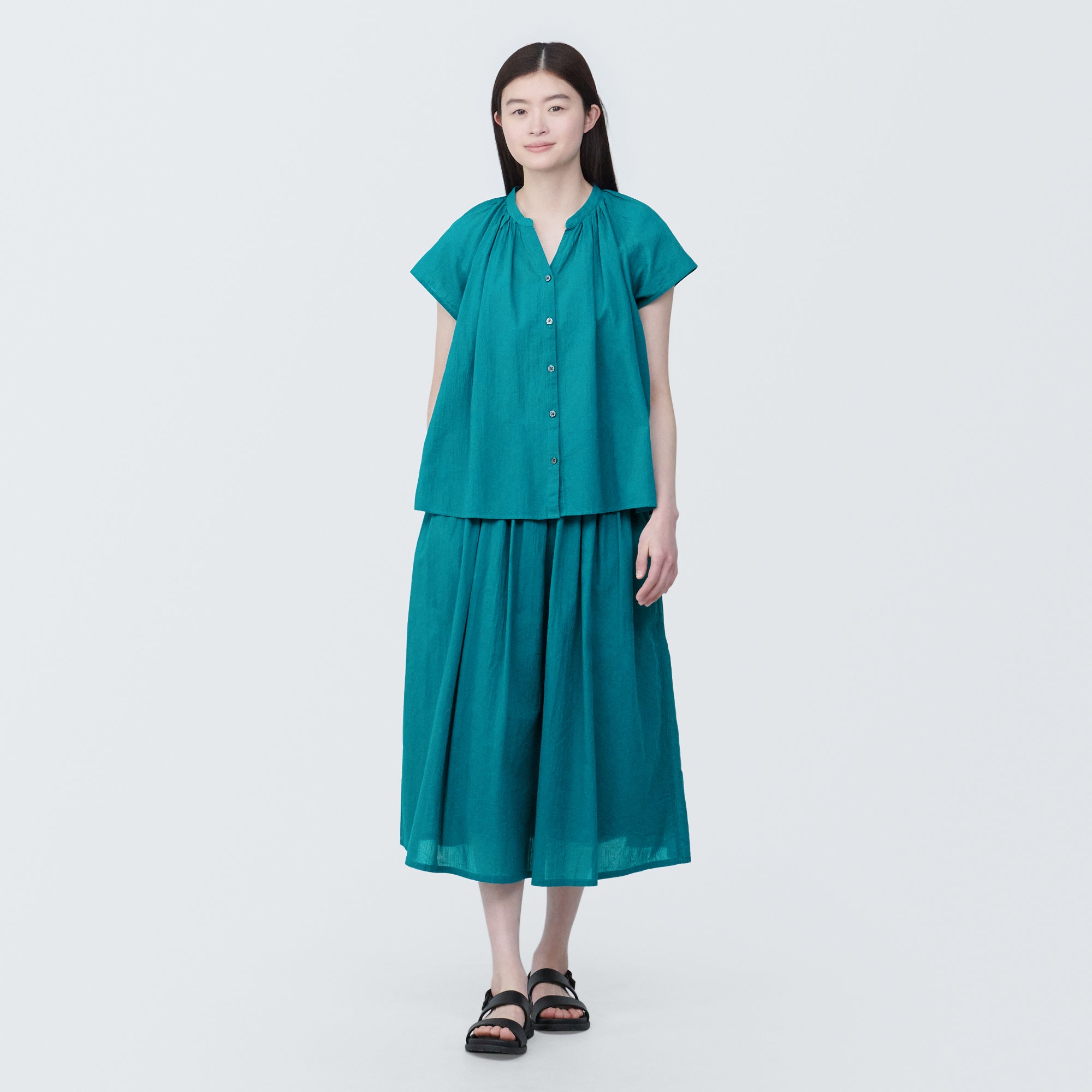 Women's High-Twist Veil French Sleeve Blouse