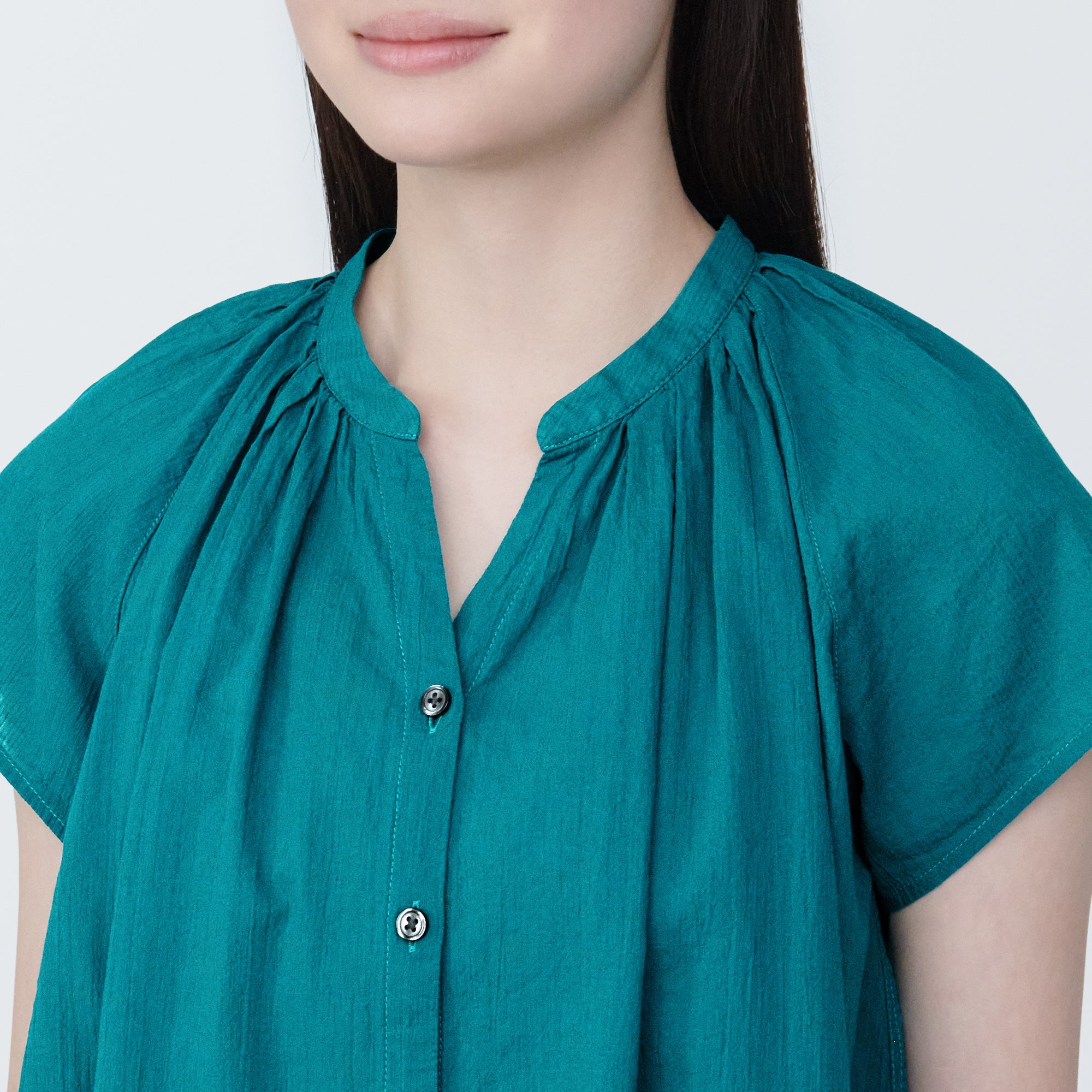 Women's High-Twist Veil French Sleeve Blouse