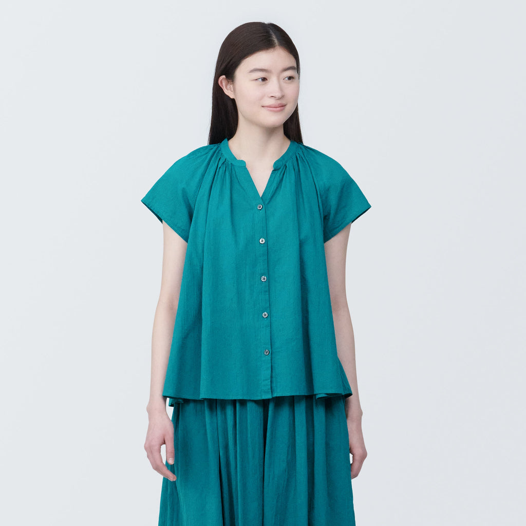 Women's High-Twist Veil French Sleeve Blouse