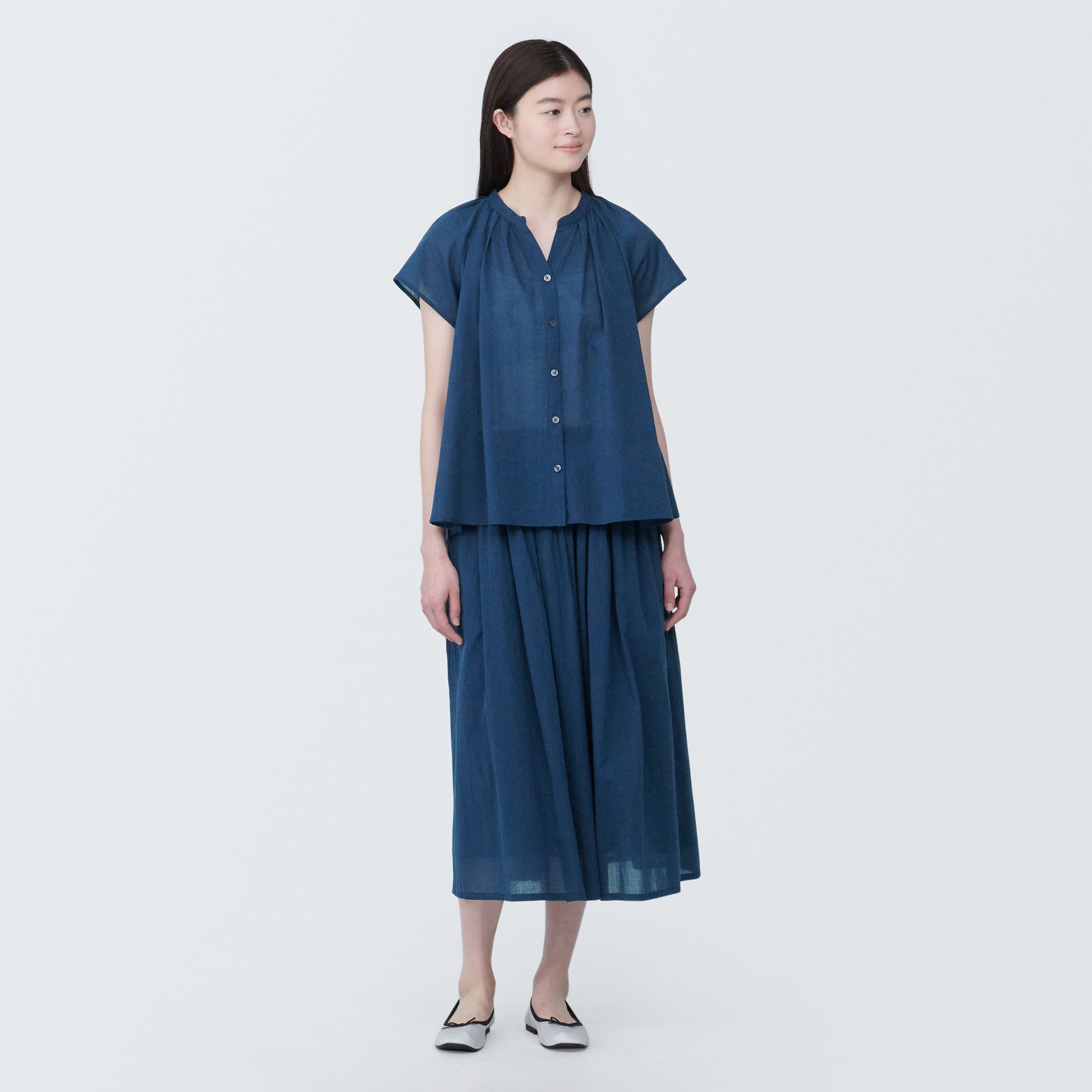 Women's High-Twist Veil French Sleeve Blouse