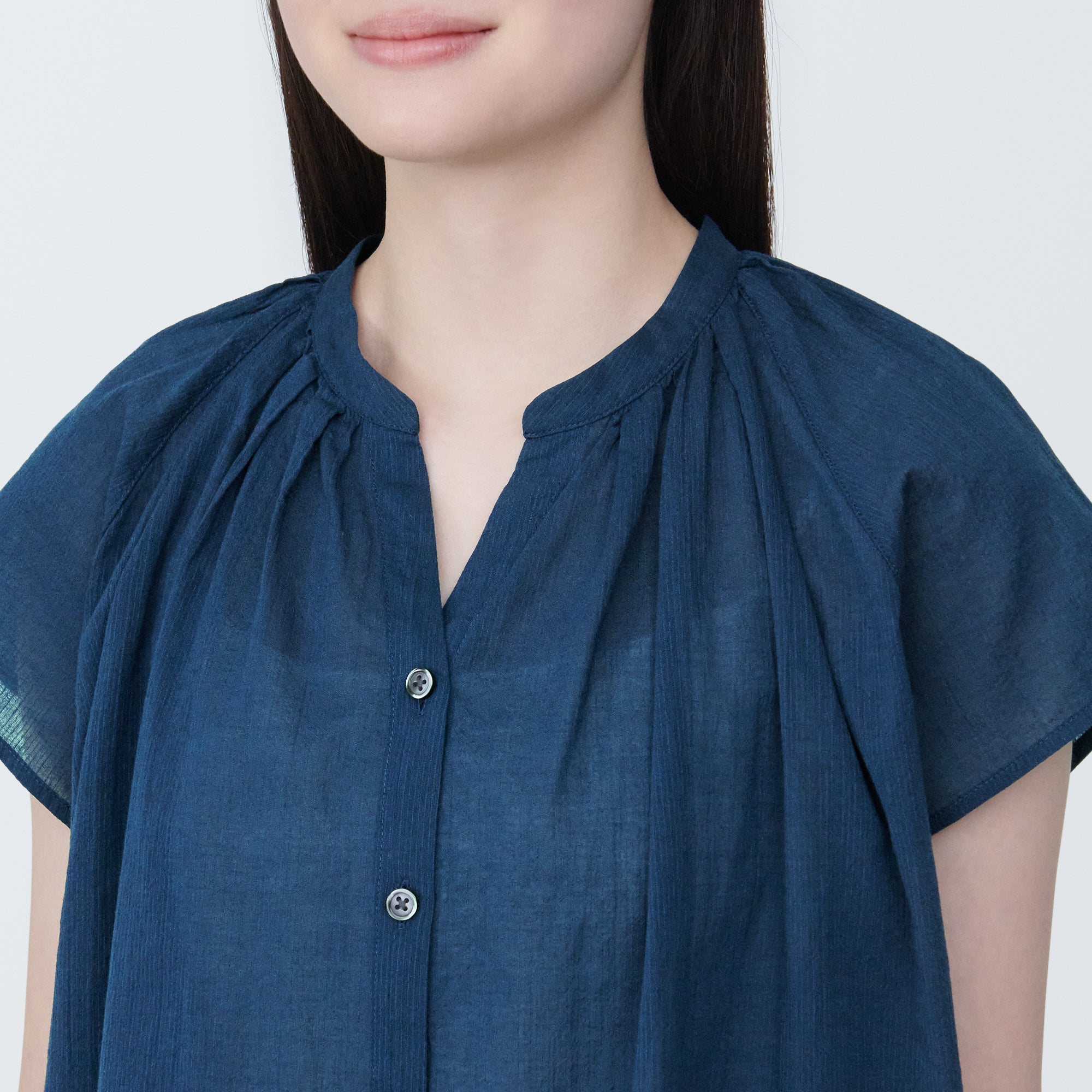 Women's High-Twist Veil French Sleeve Blouse