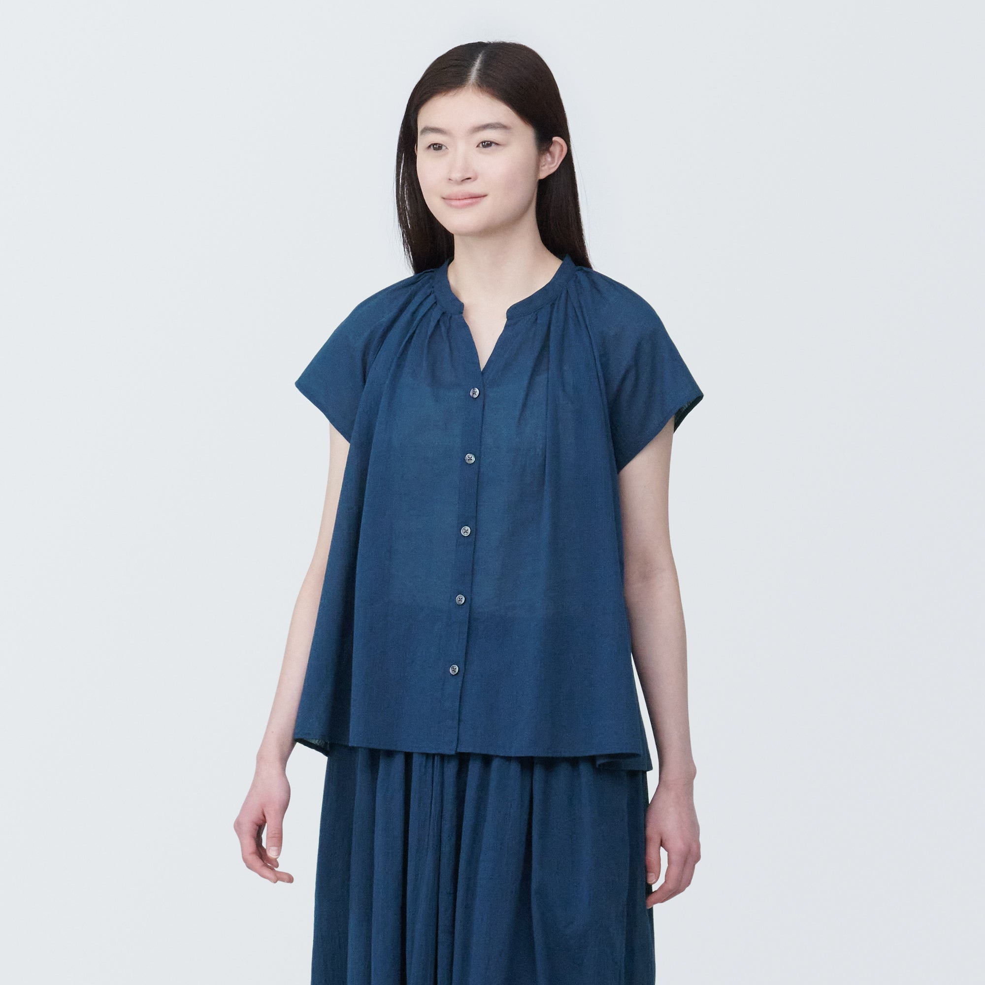Women's High-Twist Veil French Sleeve Blouse