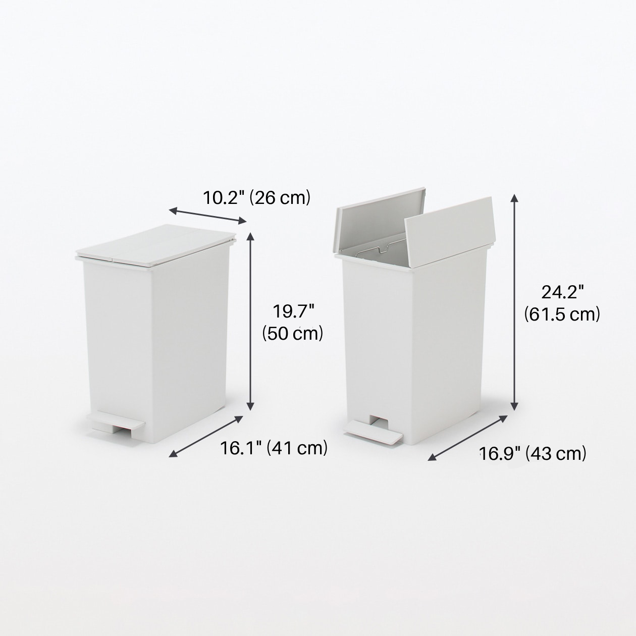 Polypropylene Pedal Dust Bin with Double-Hinged Lid - 9.3 gal