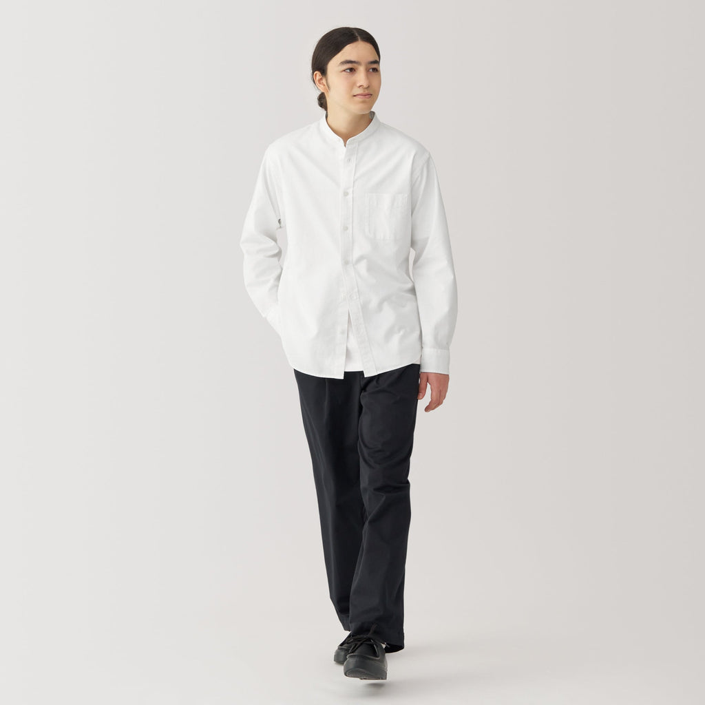 Men's Washed Oxford Stand Collar Shirt