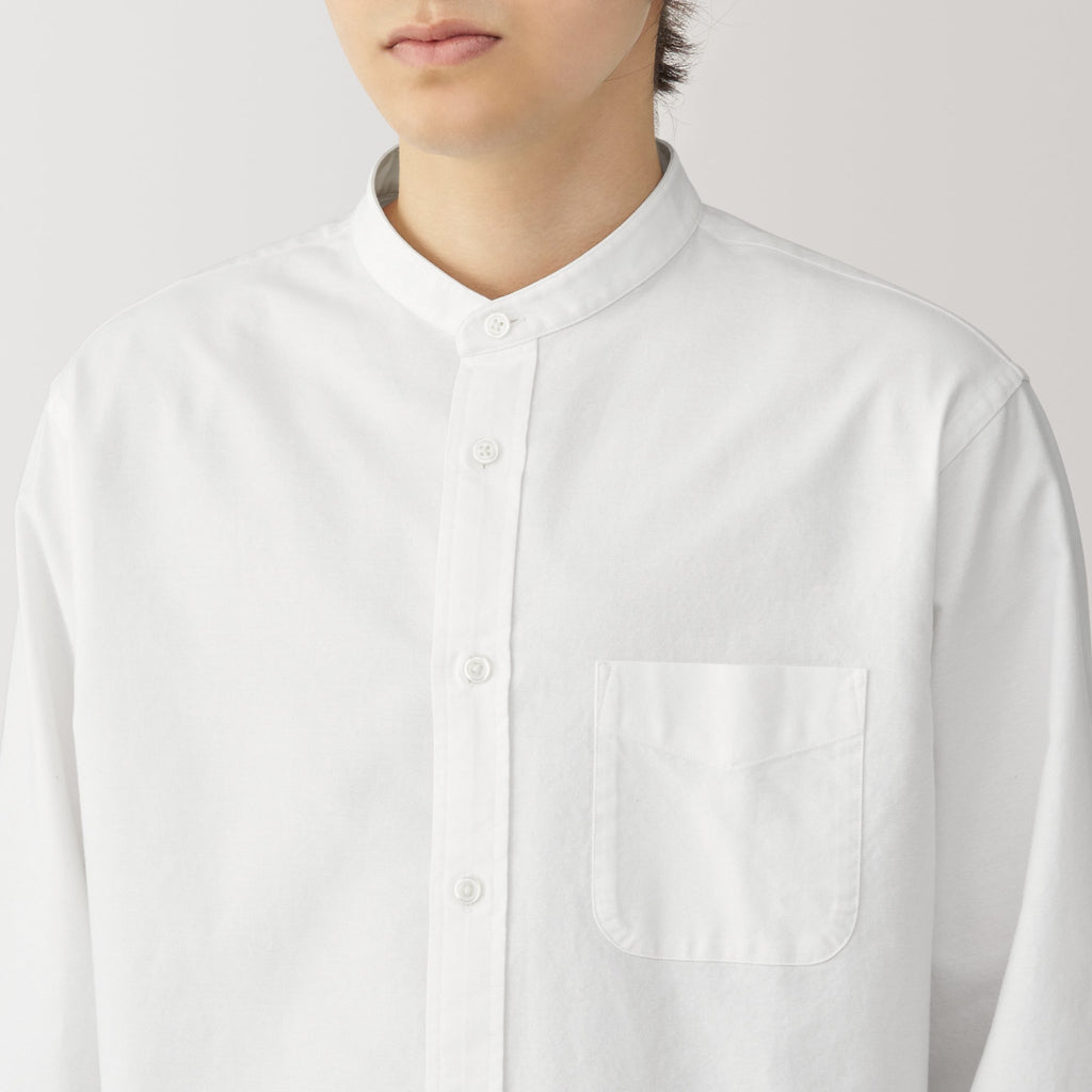 Men's Washed Oxford Stand Collar Shirt