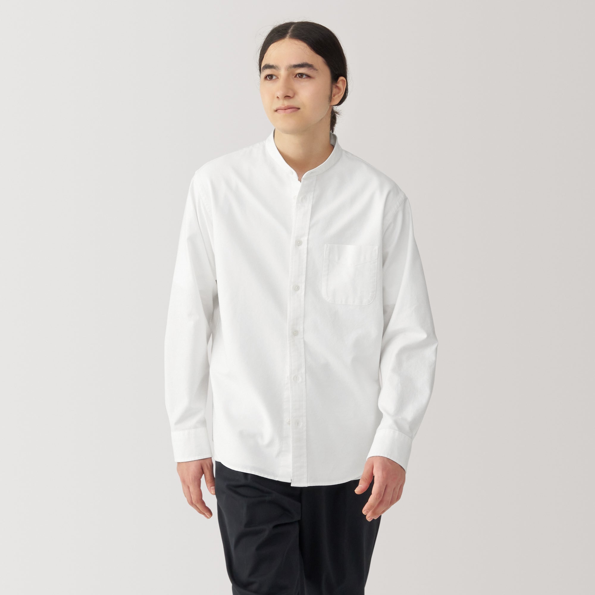 Men's Washed Oxford Stand Collar Shirt