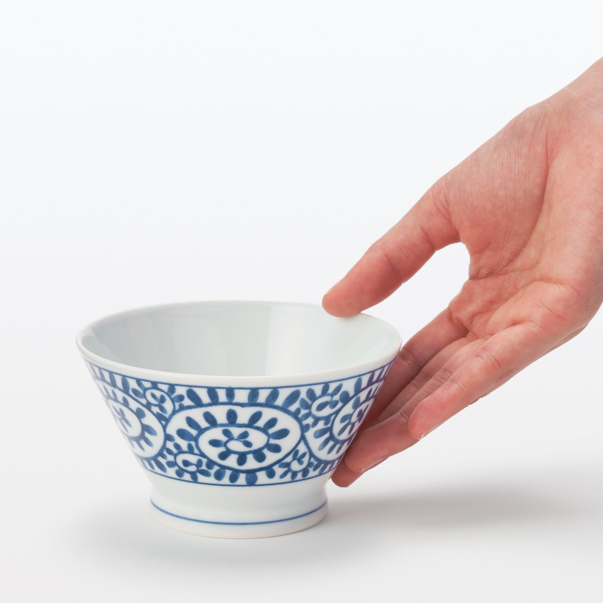 Hasami Ware Rice Bowl - Arabesque Pattern - Small