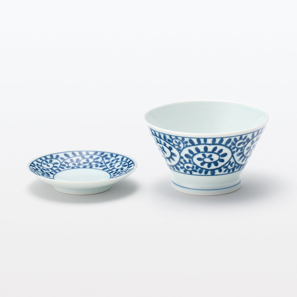 Hasami Ware Rice Bowl - Arabesque Pattern - Small