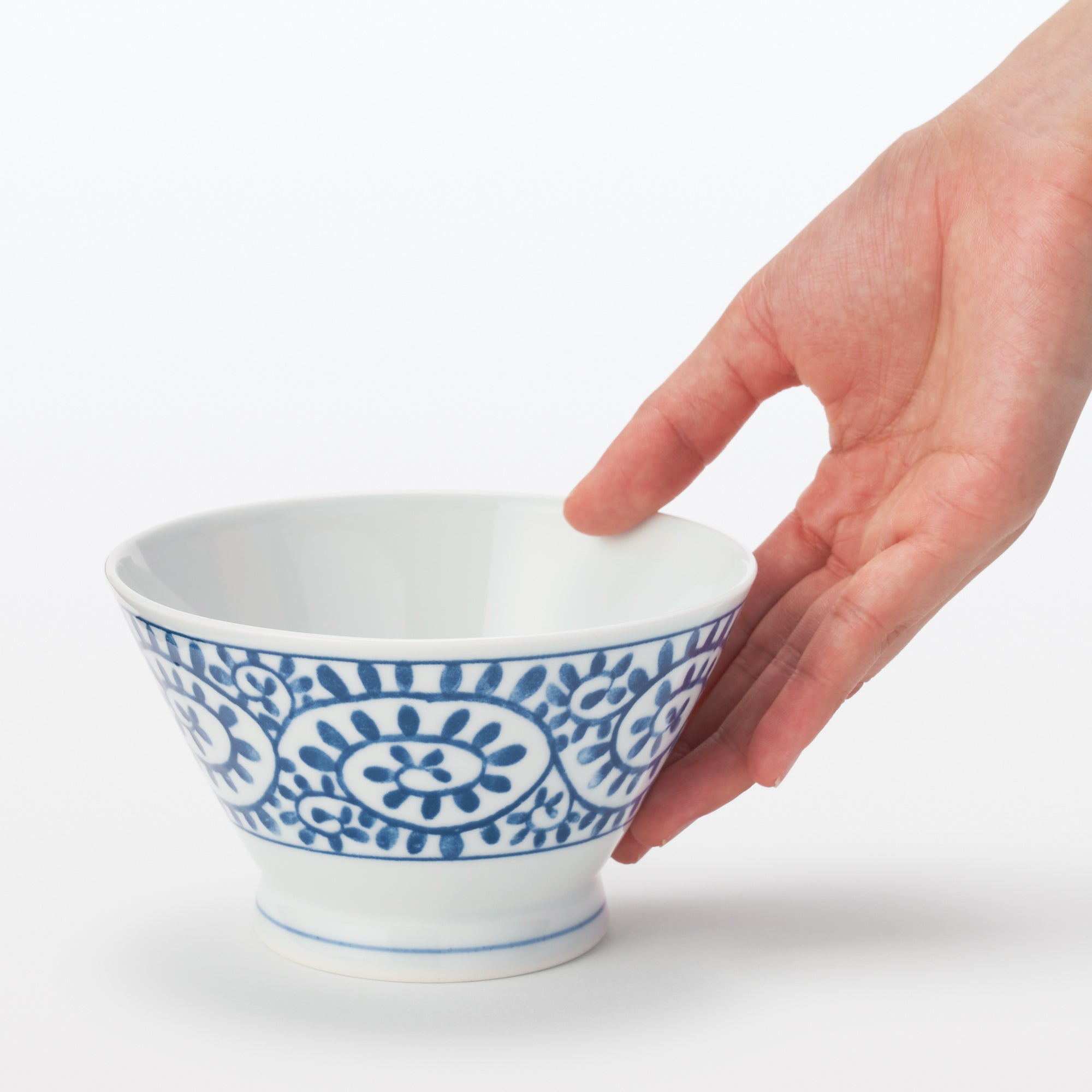 Hasami Ware Rice Bowl - Arabesque Pattern - Large