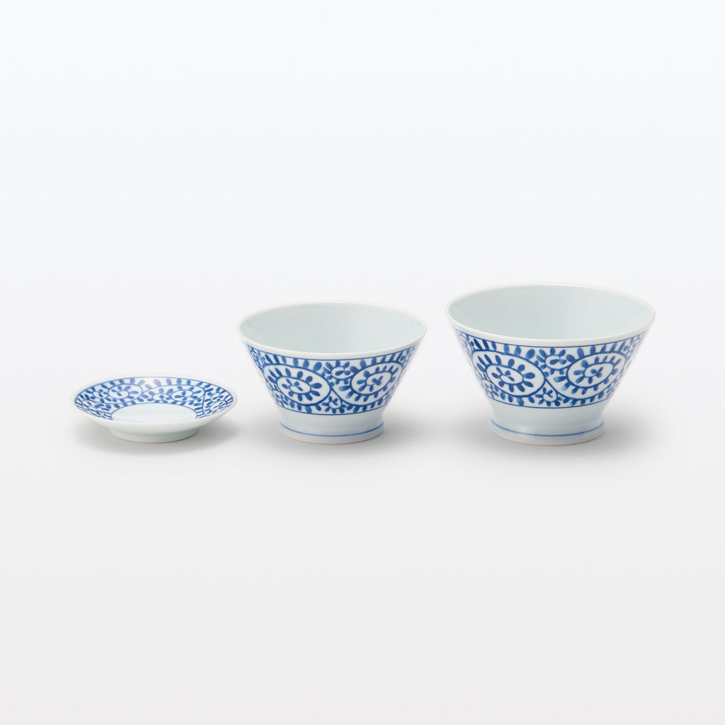 Hasami Ware Rice Bowl - Arabesque Pattern - Large